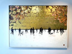 Un giorno da ricordare - Foglia d'oro Quadro astratto contemporaneo di famiglia