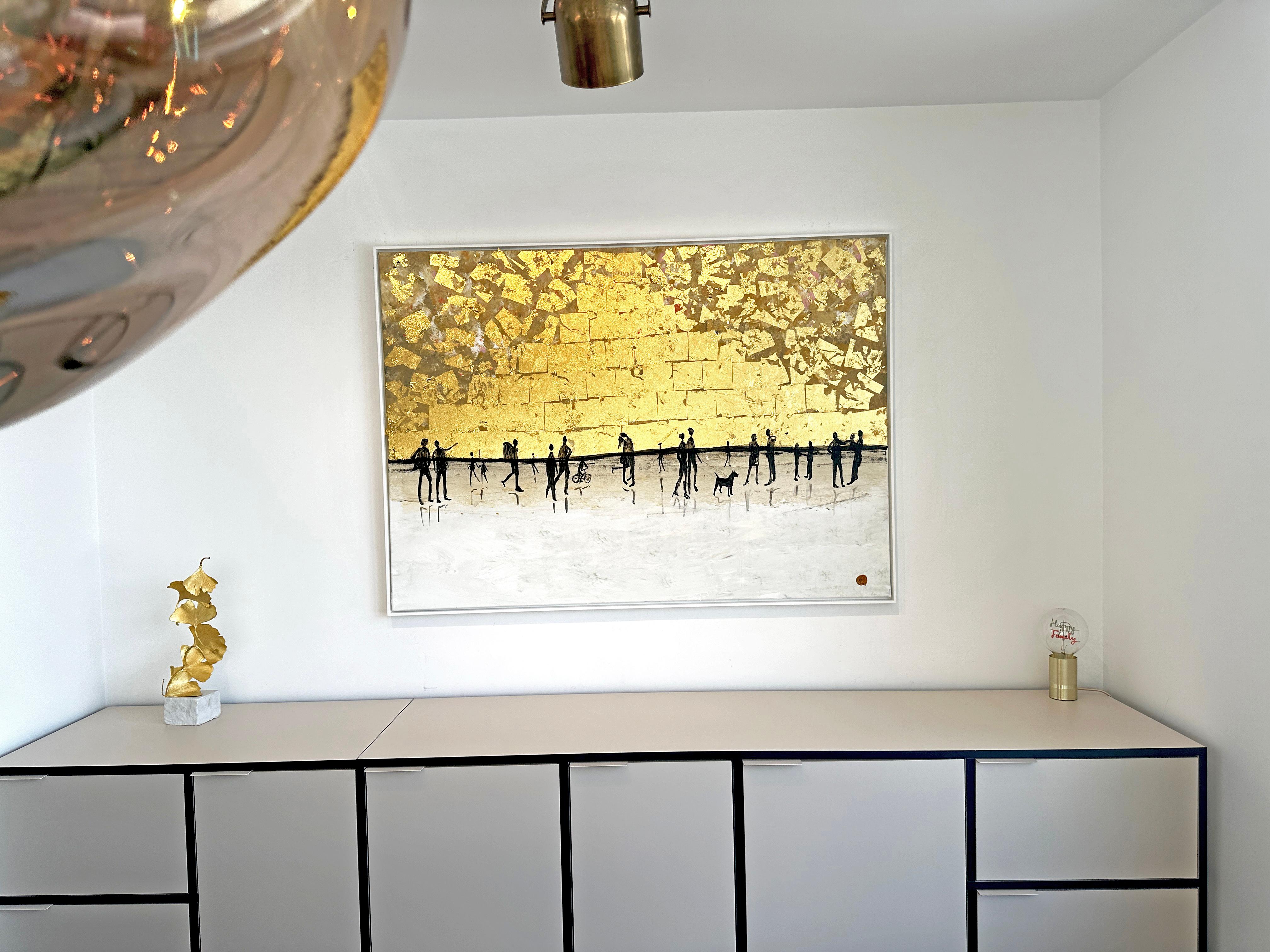 Cherished Time Together K Hormel Gold Leaf Contemporary abstract family painting For Sale 1