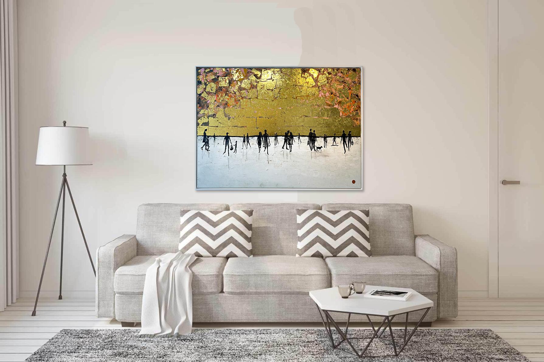 A Day to Remember - Gold Leaf Contemporary abstract family painting For Sale 3