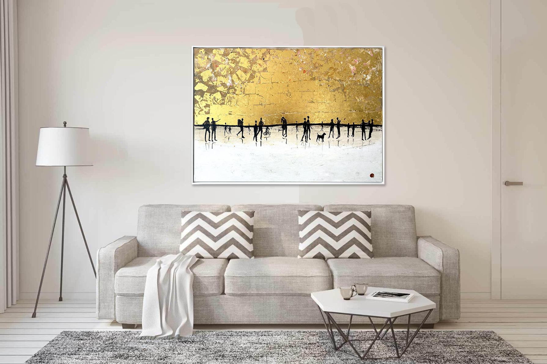 Cherished Time Together K Hormel Gold Leaf Contemporary abstract family painting For Sale 3