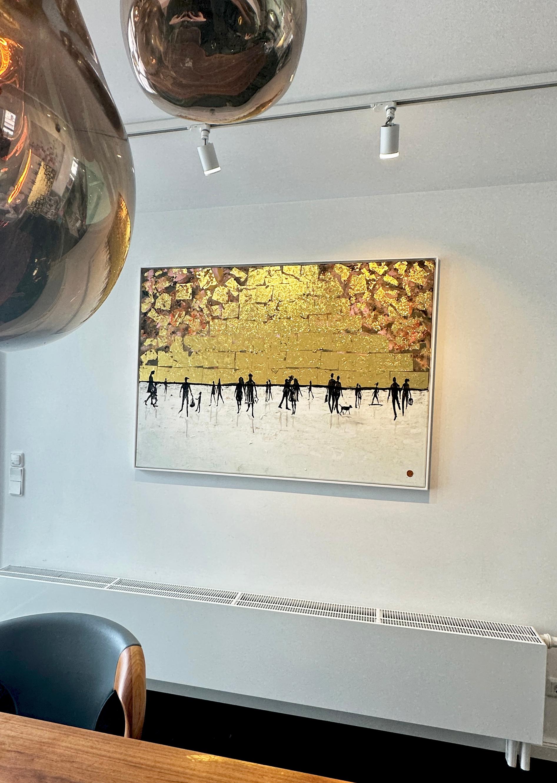 A Day to Remember - Gold Leaf Contemporary abstract family painting For Sale 4