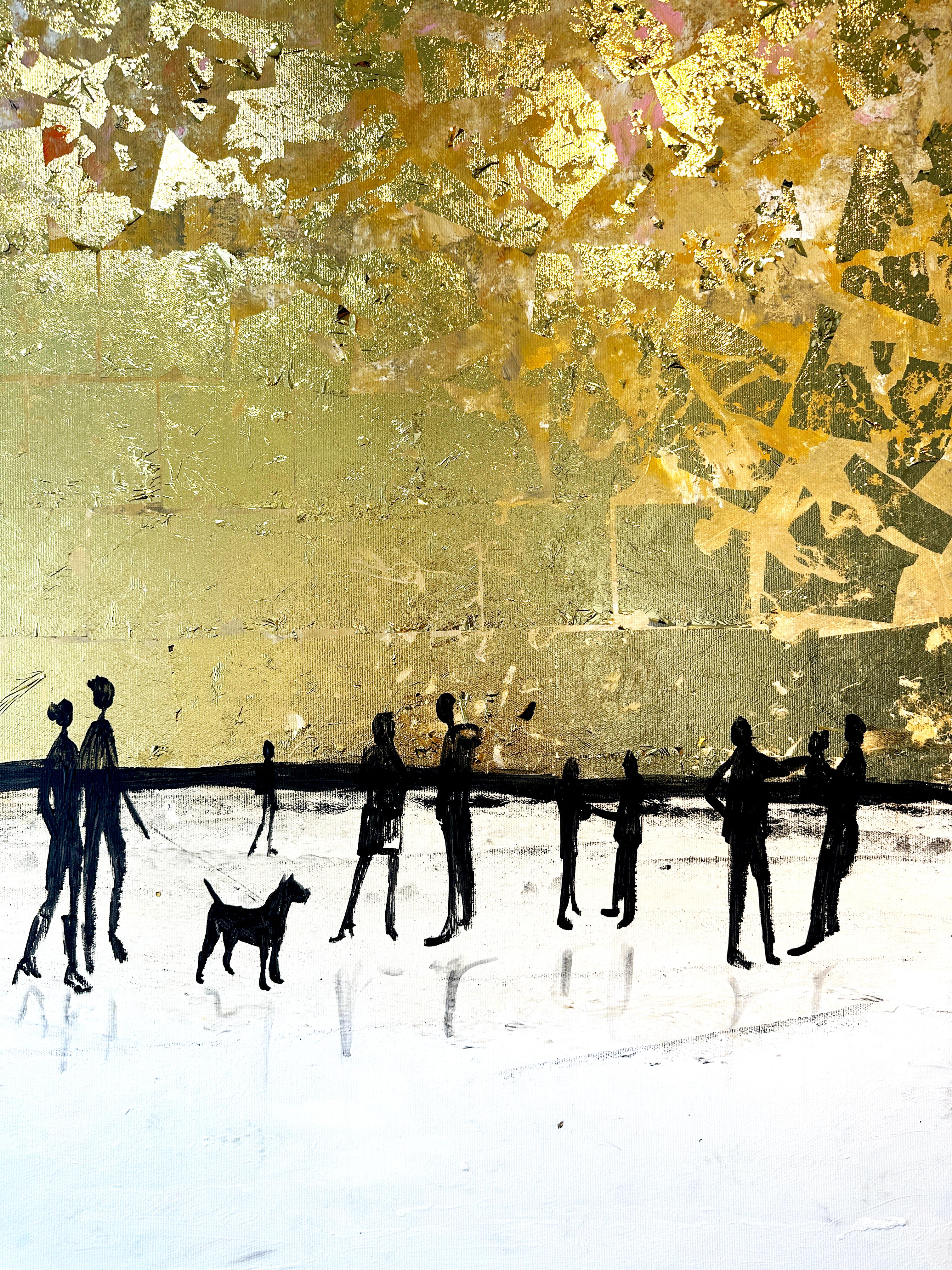 Cherished Time Together K Hormel Gold Leaf Contemporary abstract family painting For Sale 4
