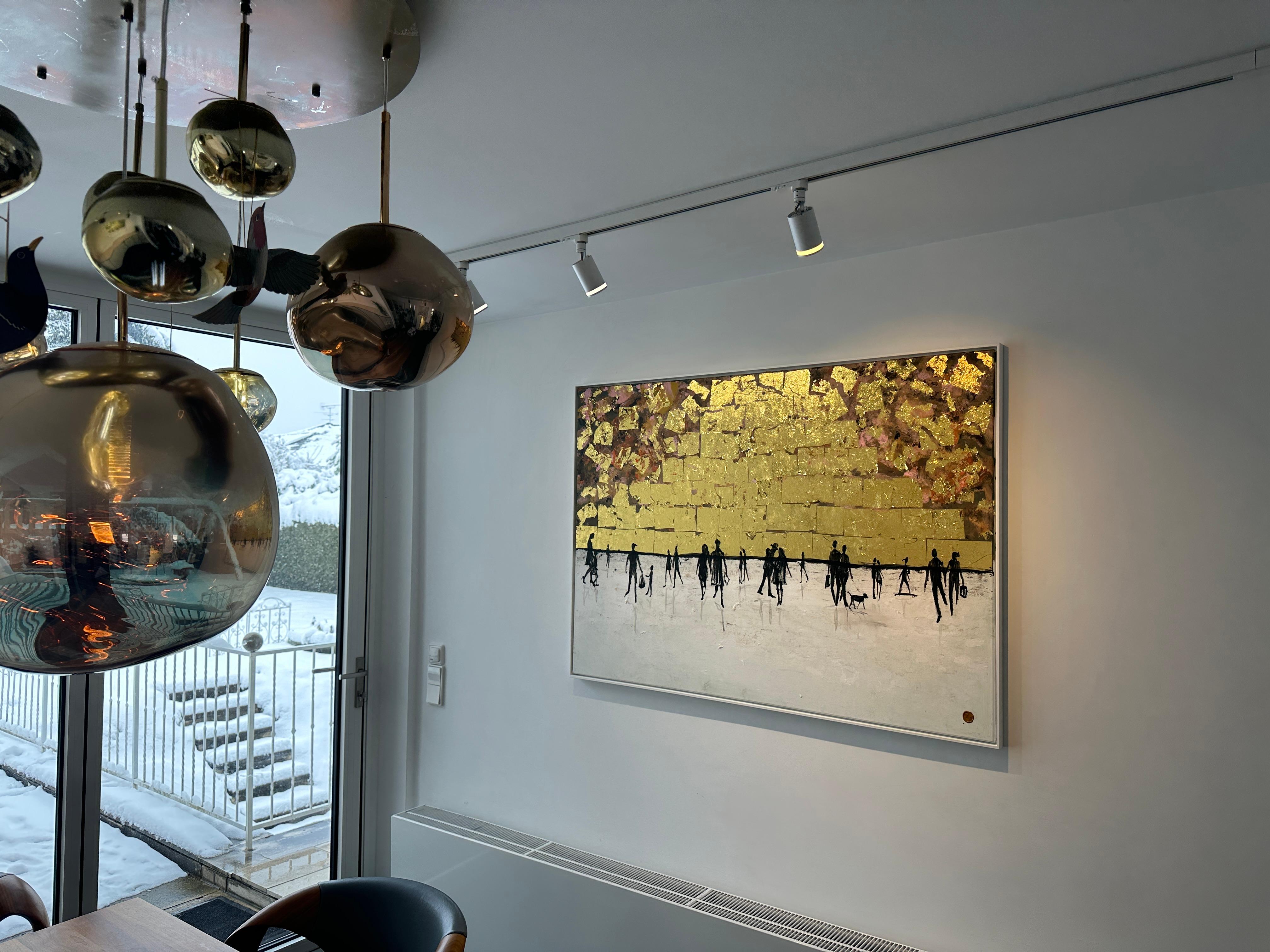 A Day to Remember - Gold Leaf Peinture familiale abstraite contemporaine en vente 3