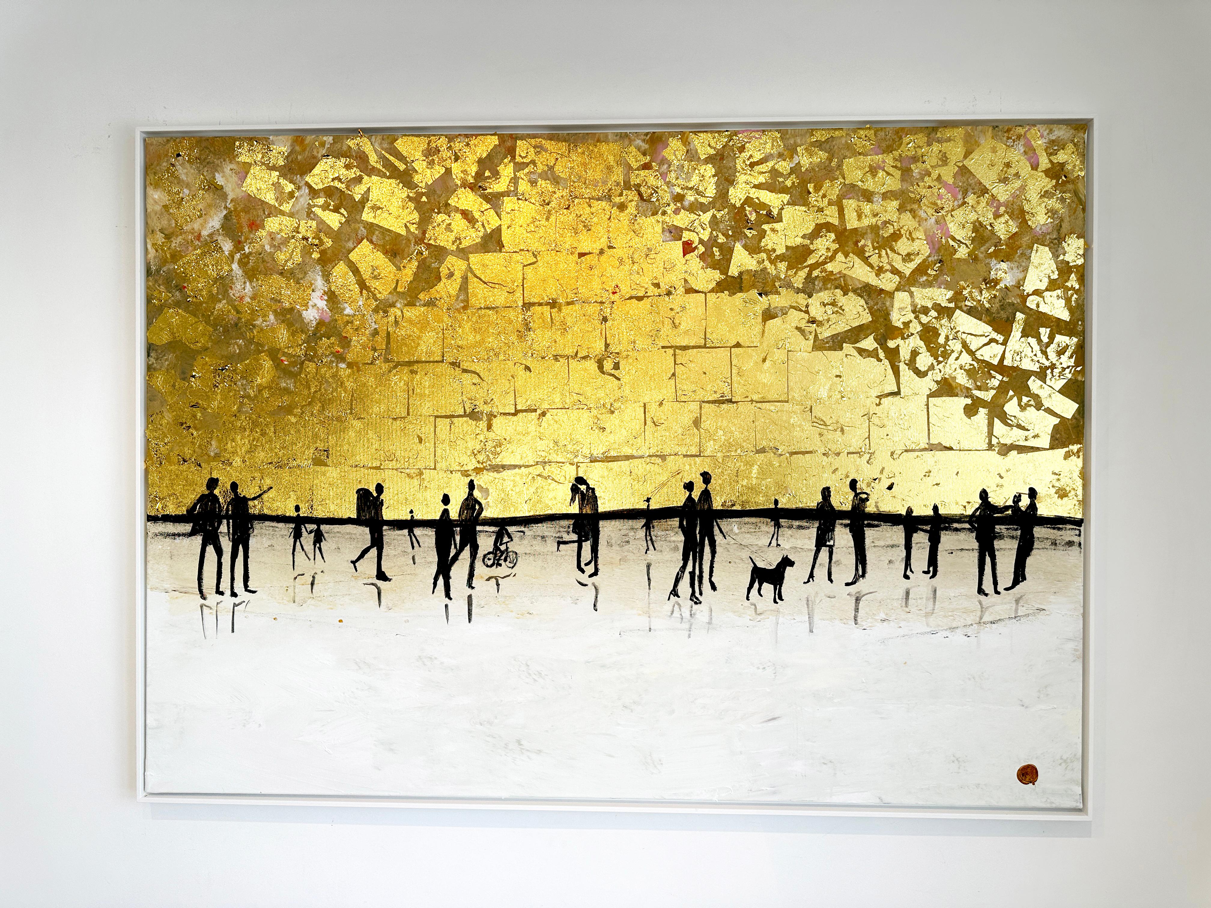 Cherished Time Together K Hormel Gold Leaf Contemporary abstract family painting For Sale 5