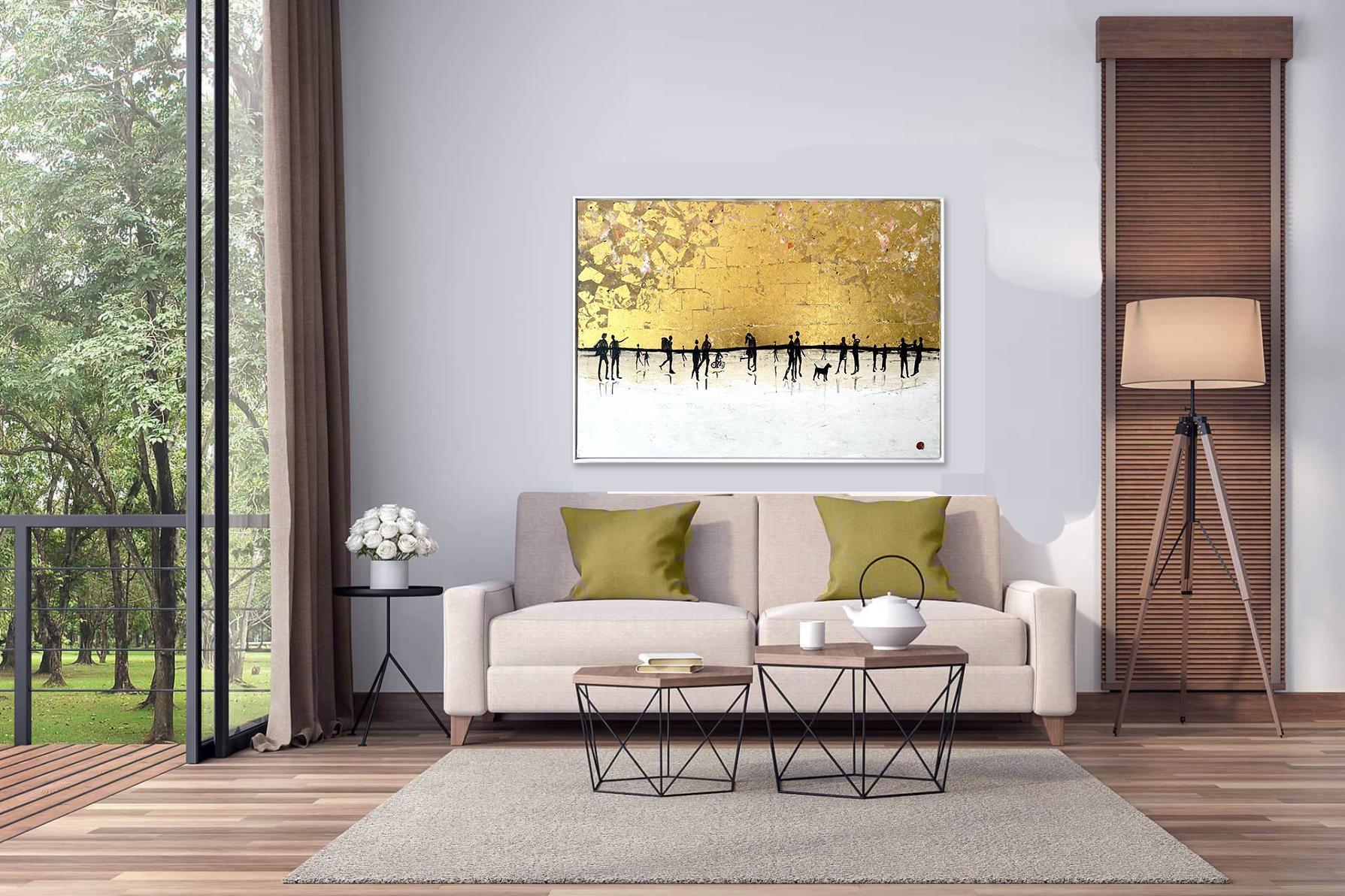 Cherished Time Together K Hormel Gold Leaf Contemporary abstract family painting For Sale 6