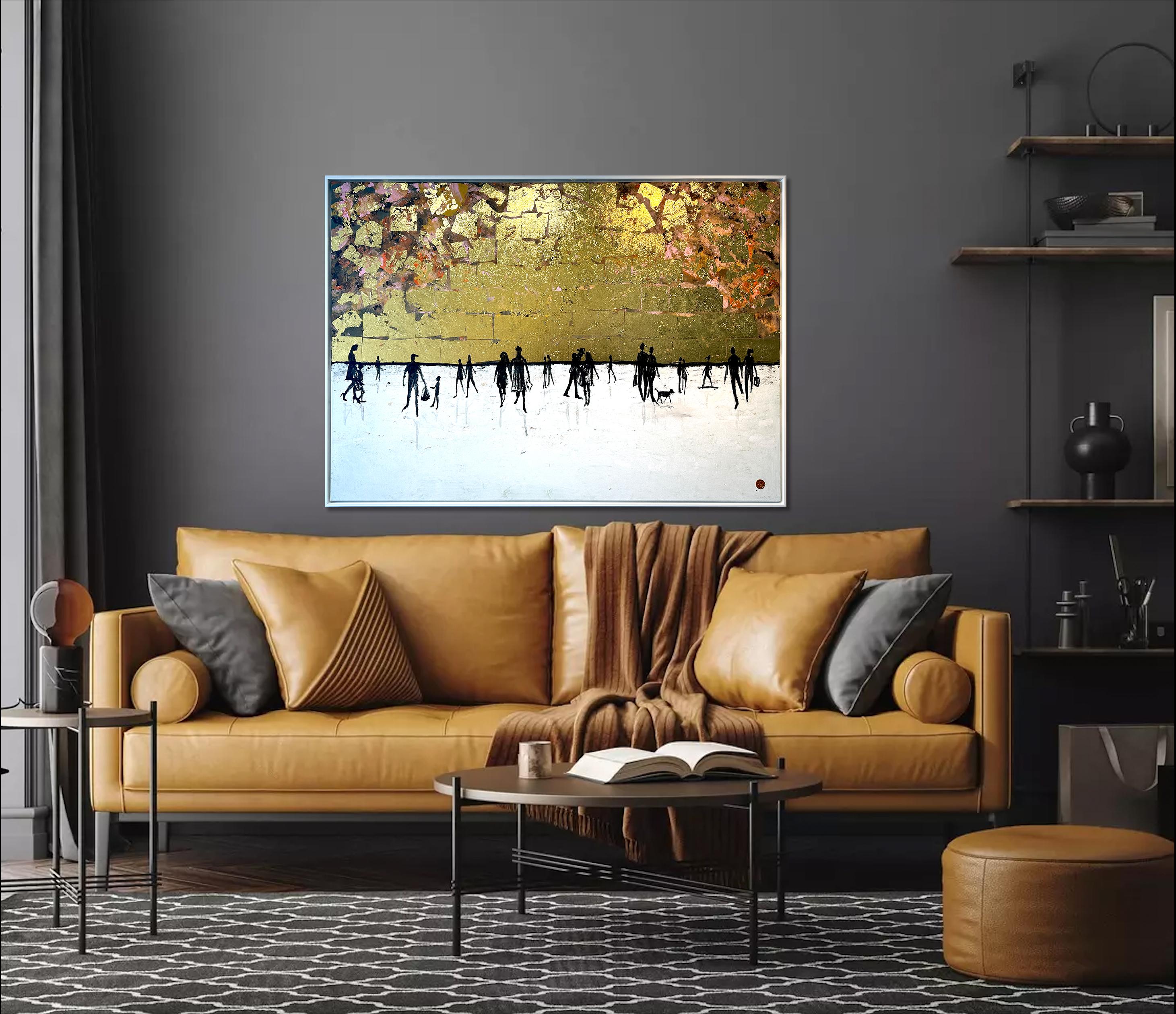 A Day to Remember - Gold Leaf Peinture familiale abstraite contemporaine en vente 5