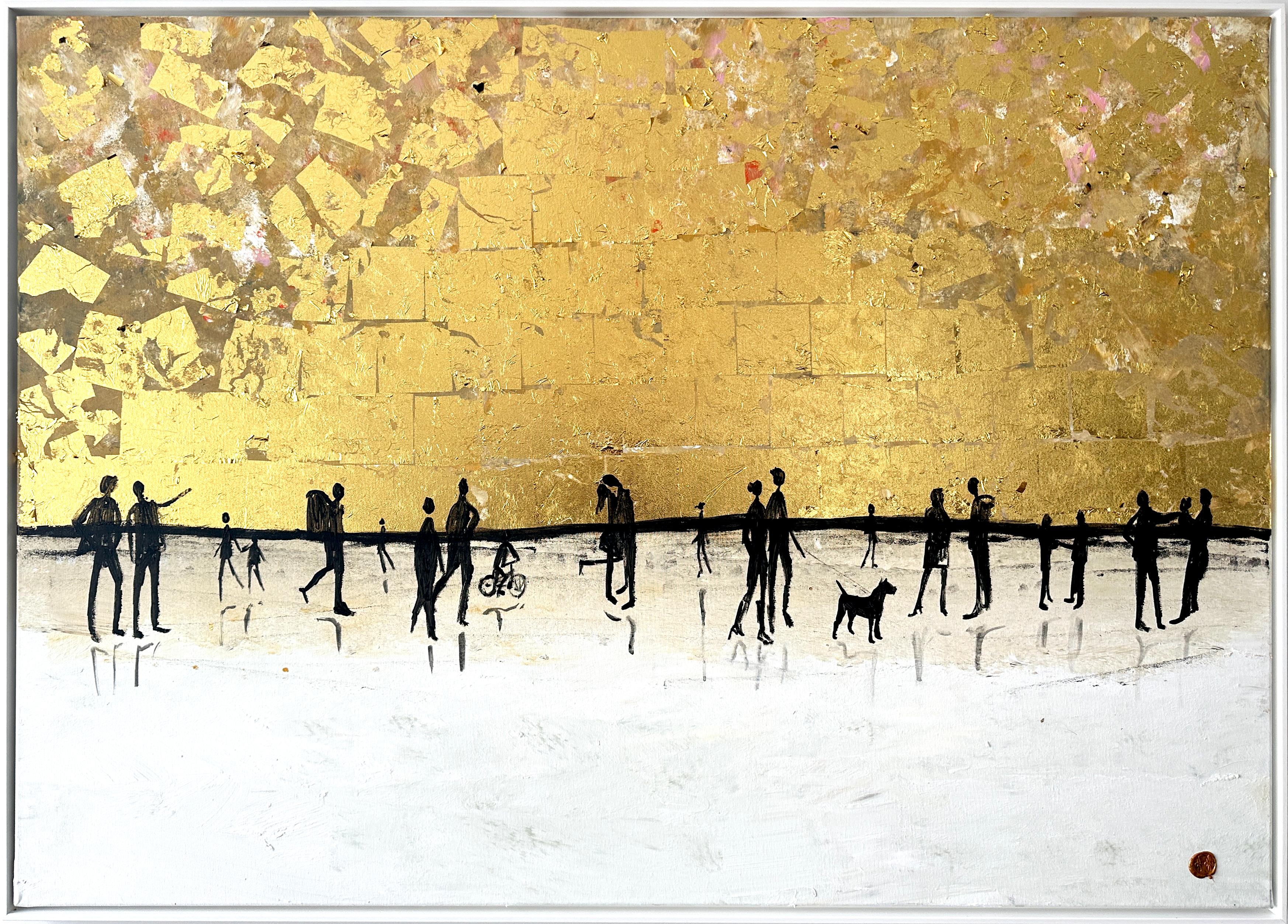 Katharina Hormel Abstract Painting - Cherished Time Together K Hormel Gold Leaf Contemporary abstract family painting