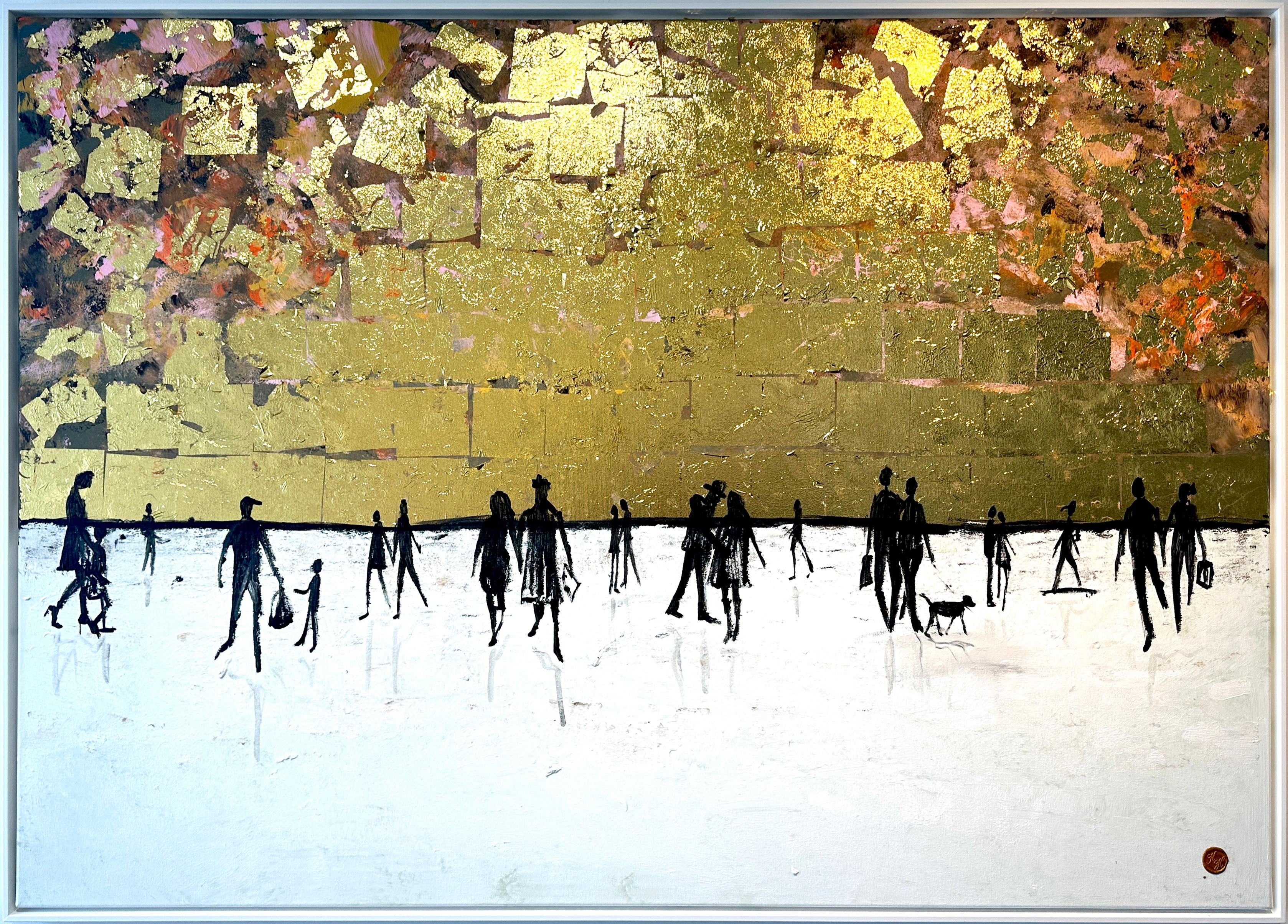 A Day to Remember - Gold Leaf Contemporary abstract family painting