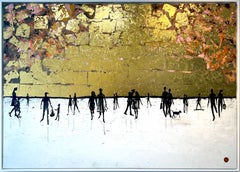 Un giorno da ricordare - Foglia d'oro Quadro astratto contemporaneo di famiglia