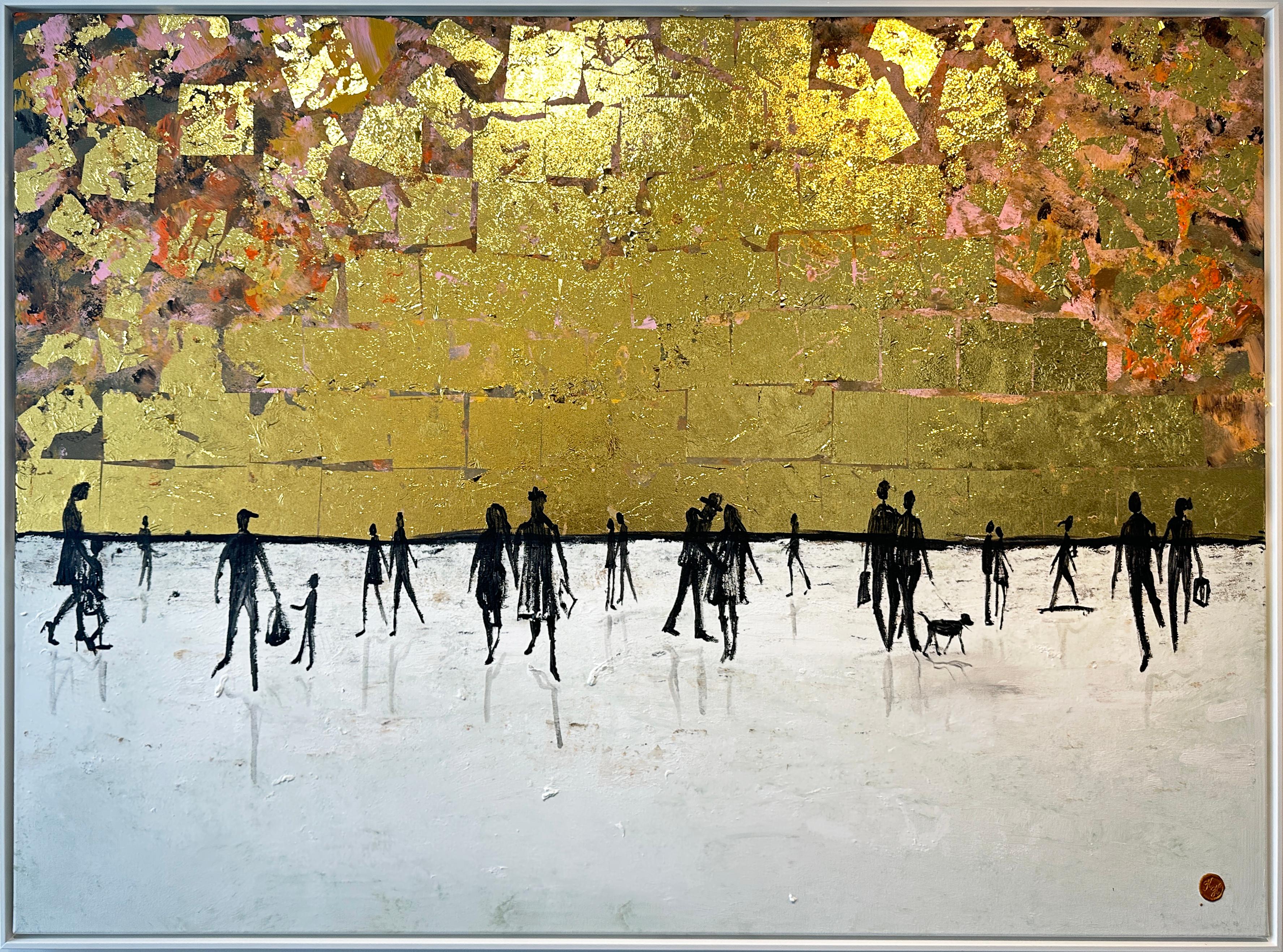 A Day to Remember - Gold Leaf Minimalist Landscape Painting, 100x130