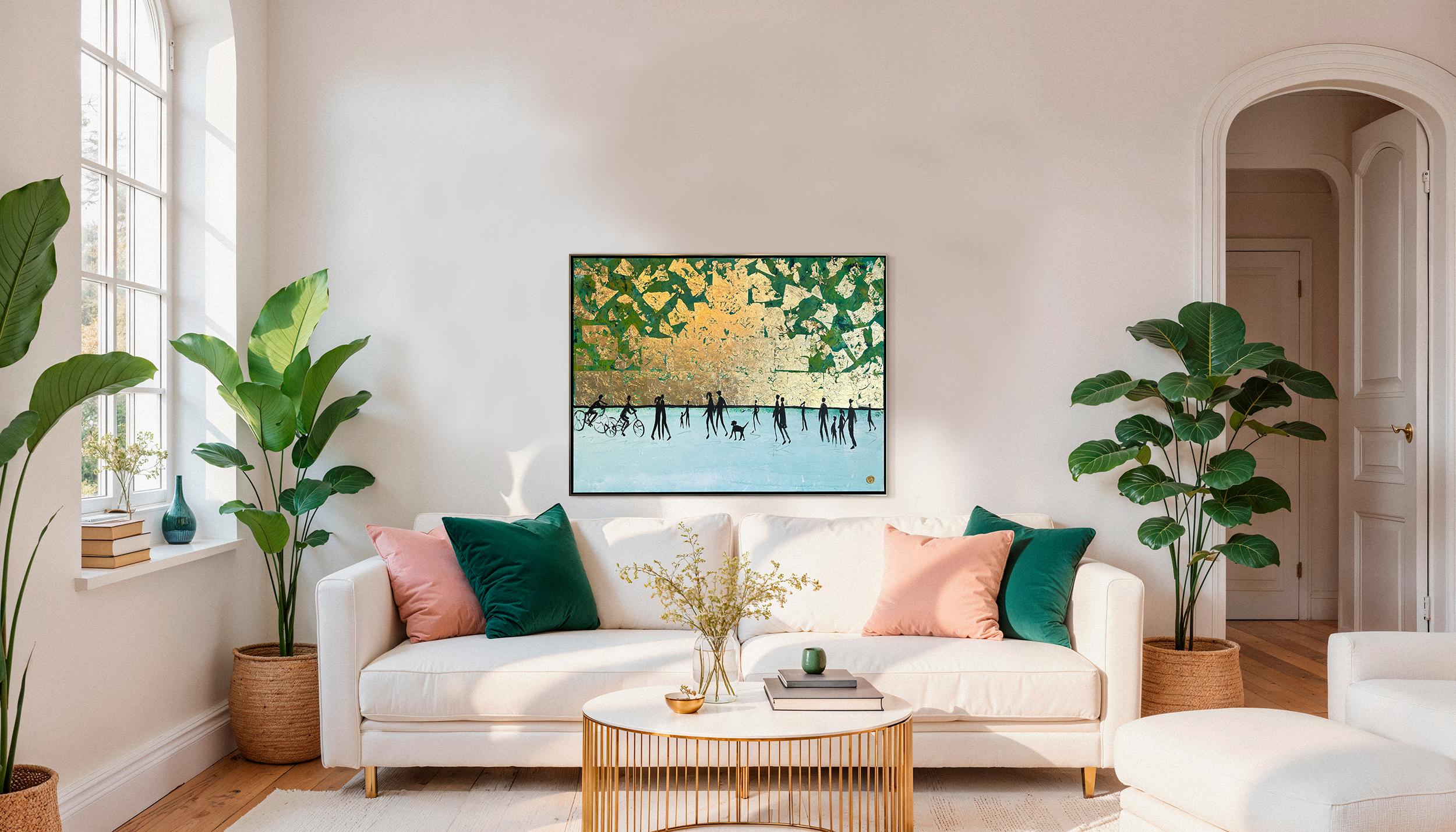 Ein erinnerter Kuss - K.Hormel Contemporary abstraktes Sommer Familienbild im Angebot 9