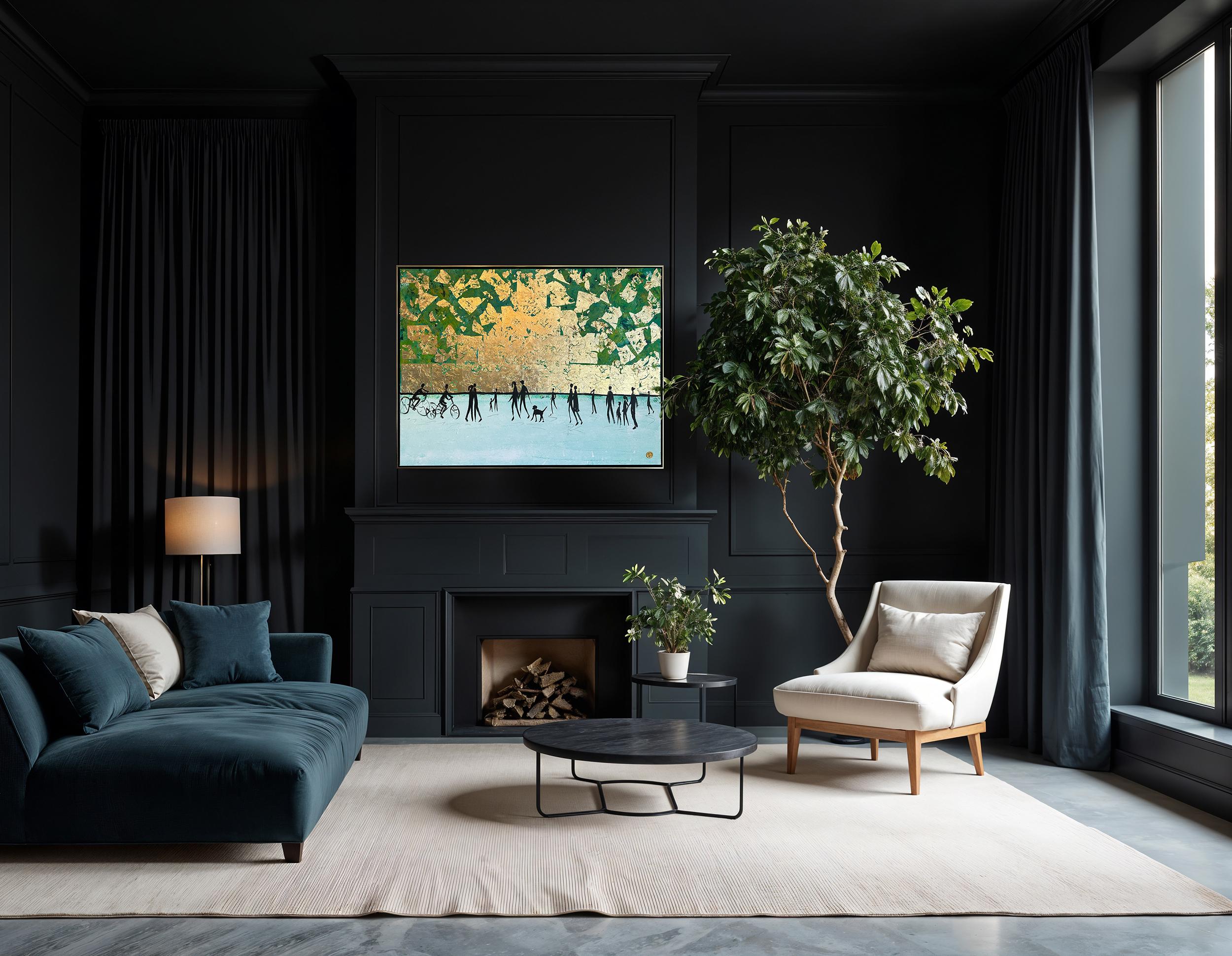 Ein erinnerter Kuss - K.Hormel Contemporary abstraktes Sommer Familienbild (Beige), Abstract Painting, von Katharina Hormel