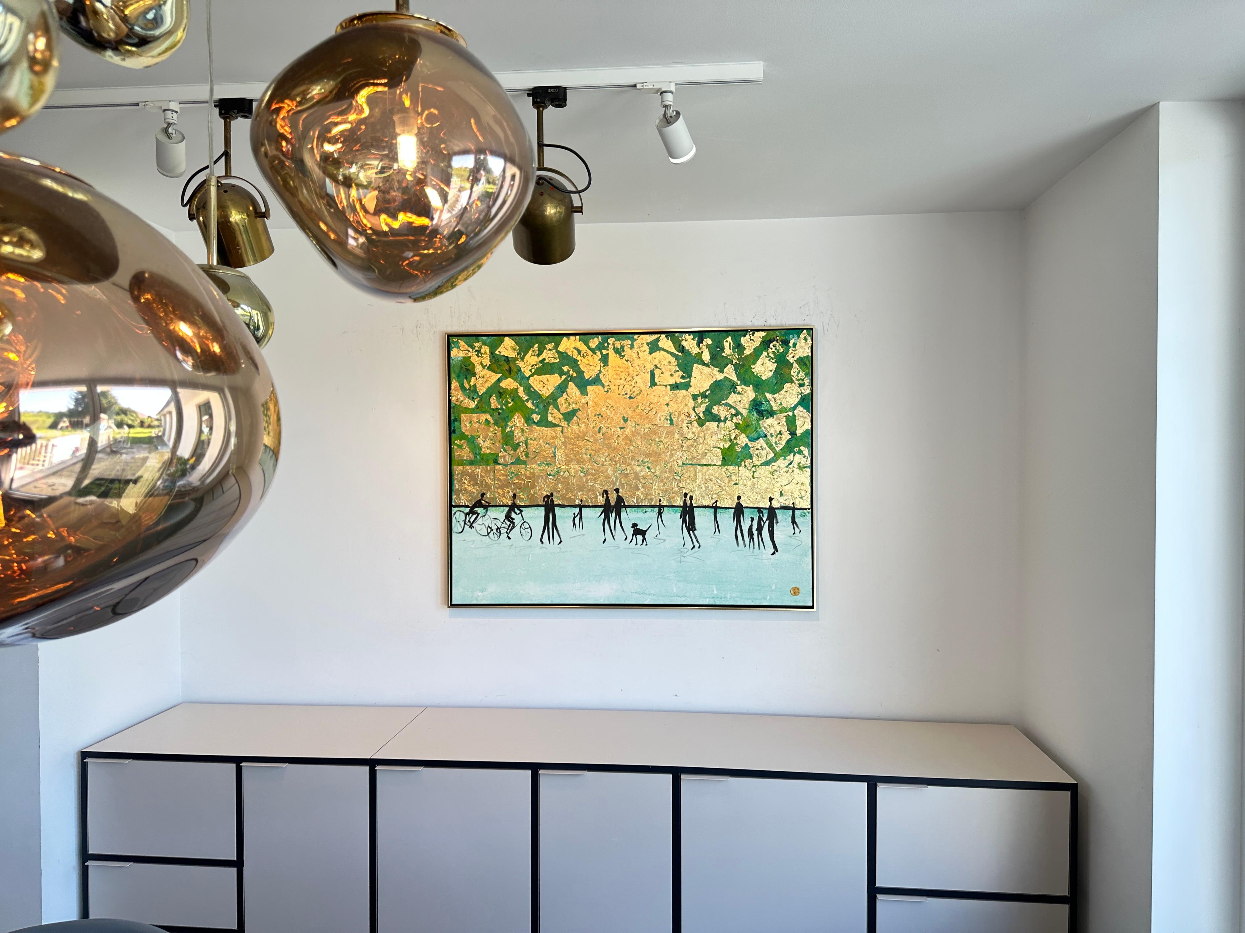 Ein erinnerter Kuss - K.Hormel Contemporary abstraktes Sommer Familienbild im Angebot 1