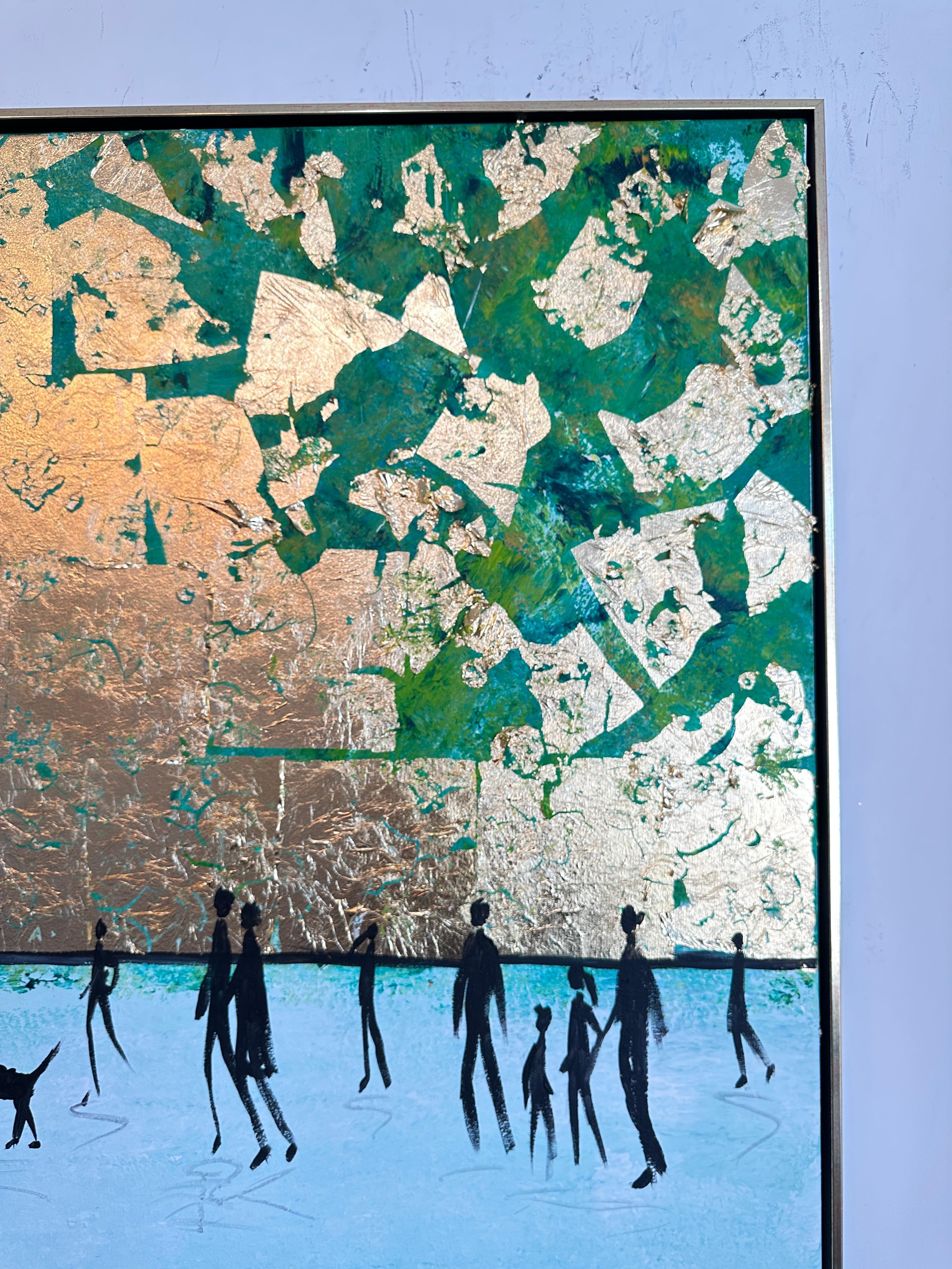 Ein erinnerter Kuss - K.Hormel Contemporary abstraktes Sommer Familienbild im Angebot 2