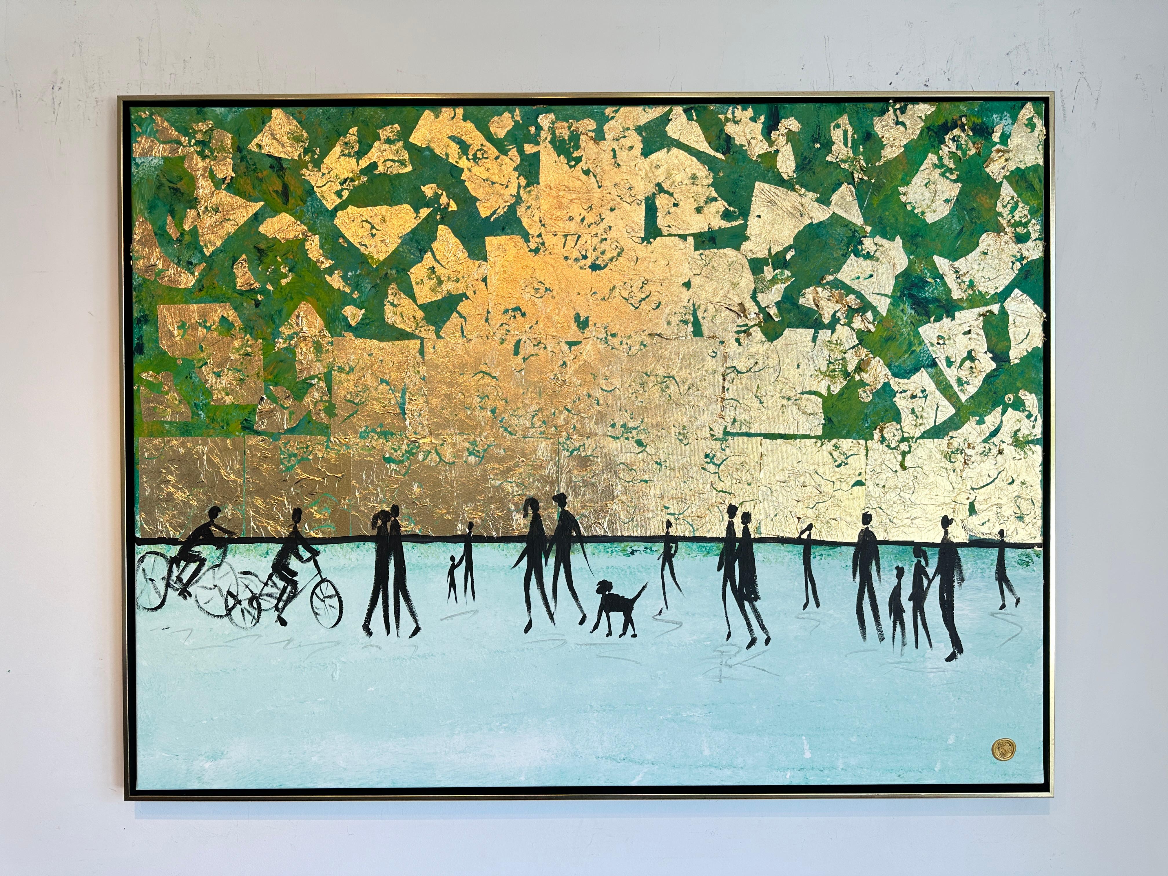 Ein erinnerter Kuss - K.Hormel Contemporary abstraktes Sommer Familienbild im Angebot 5