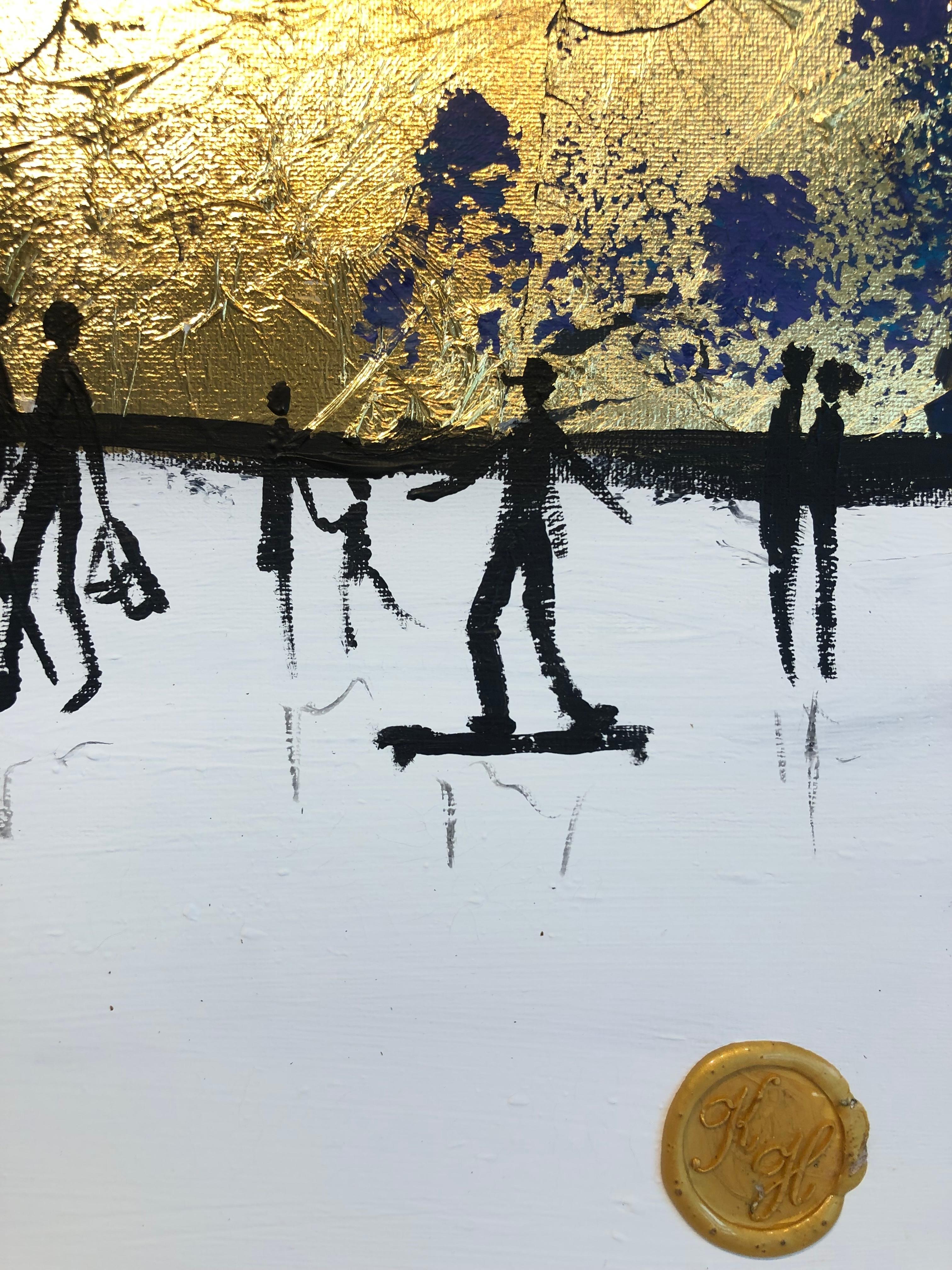 A Walk with You - Quadro di famiglia astratto contemporaneo a foglia d'oro in vendita 6