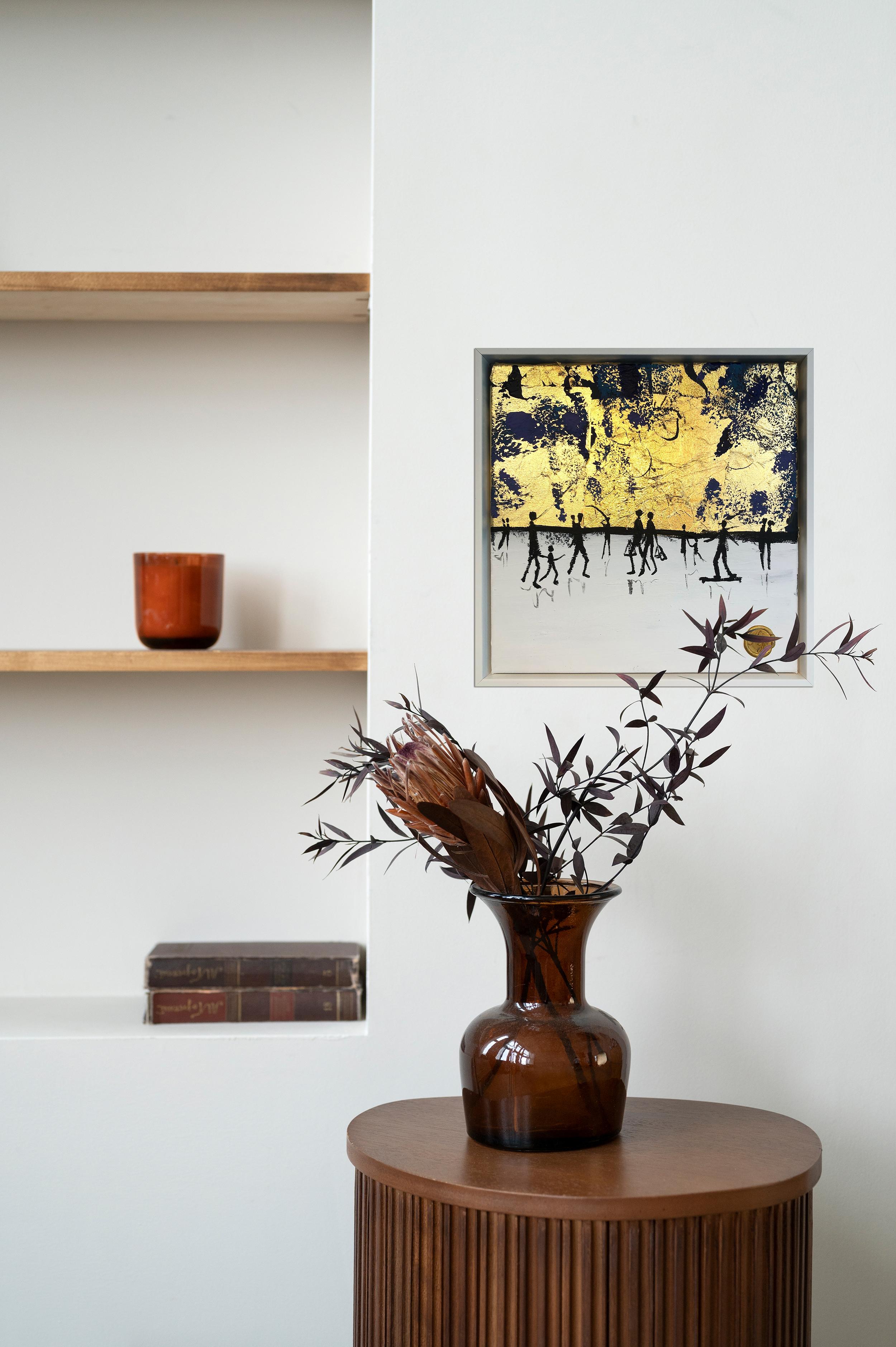 A Walk with You - Quadro di famiglia astratto contemporaneo a foglia d'oro - Abstract Painting Oro di Katharina Hormel
