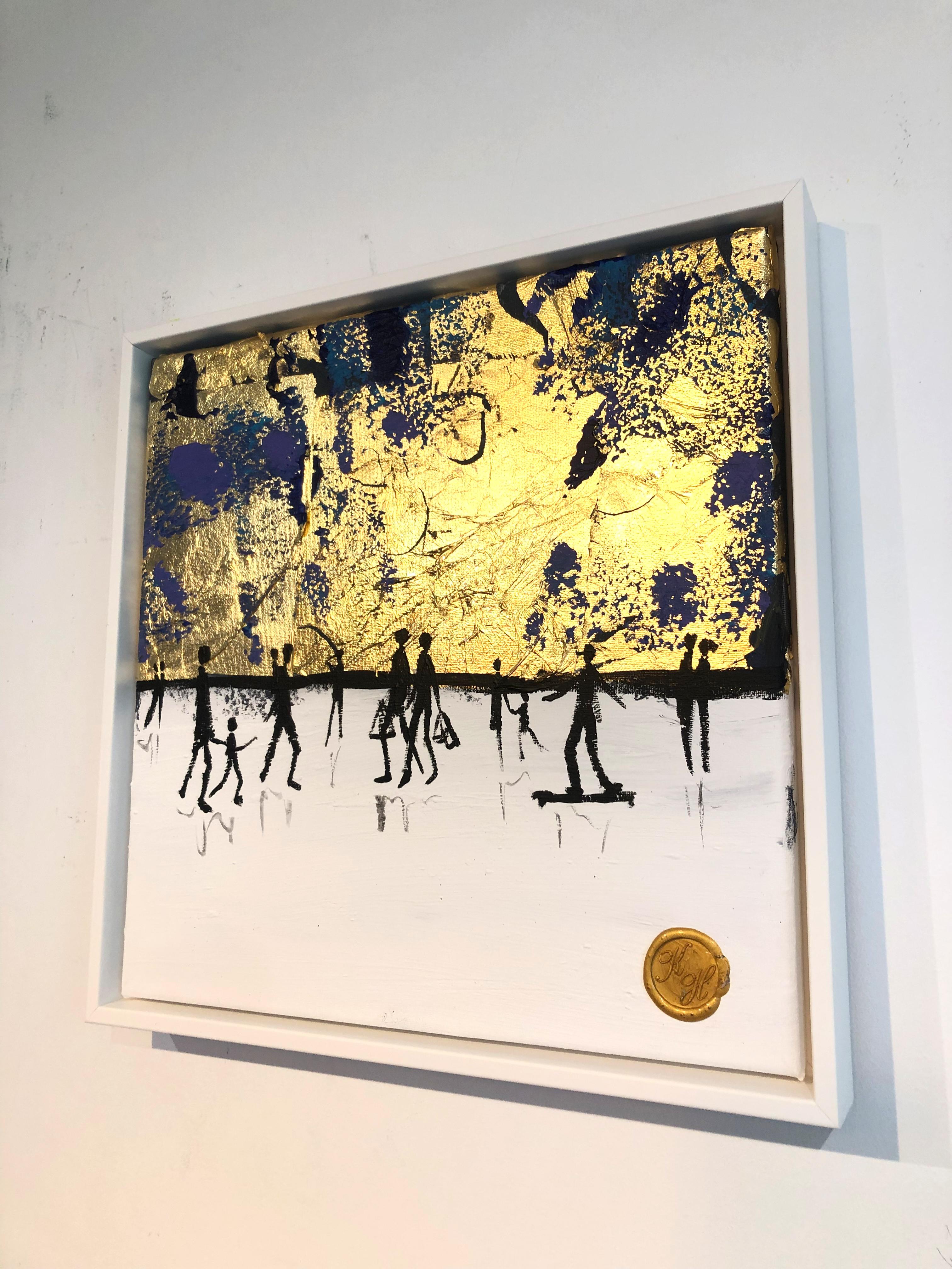 A Walk with You - Quadro di famiglia astratto contemporaneo a foglia d'oro in vendita 1