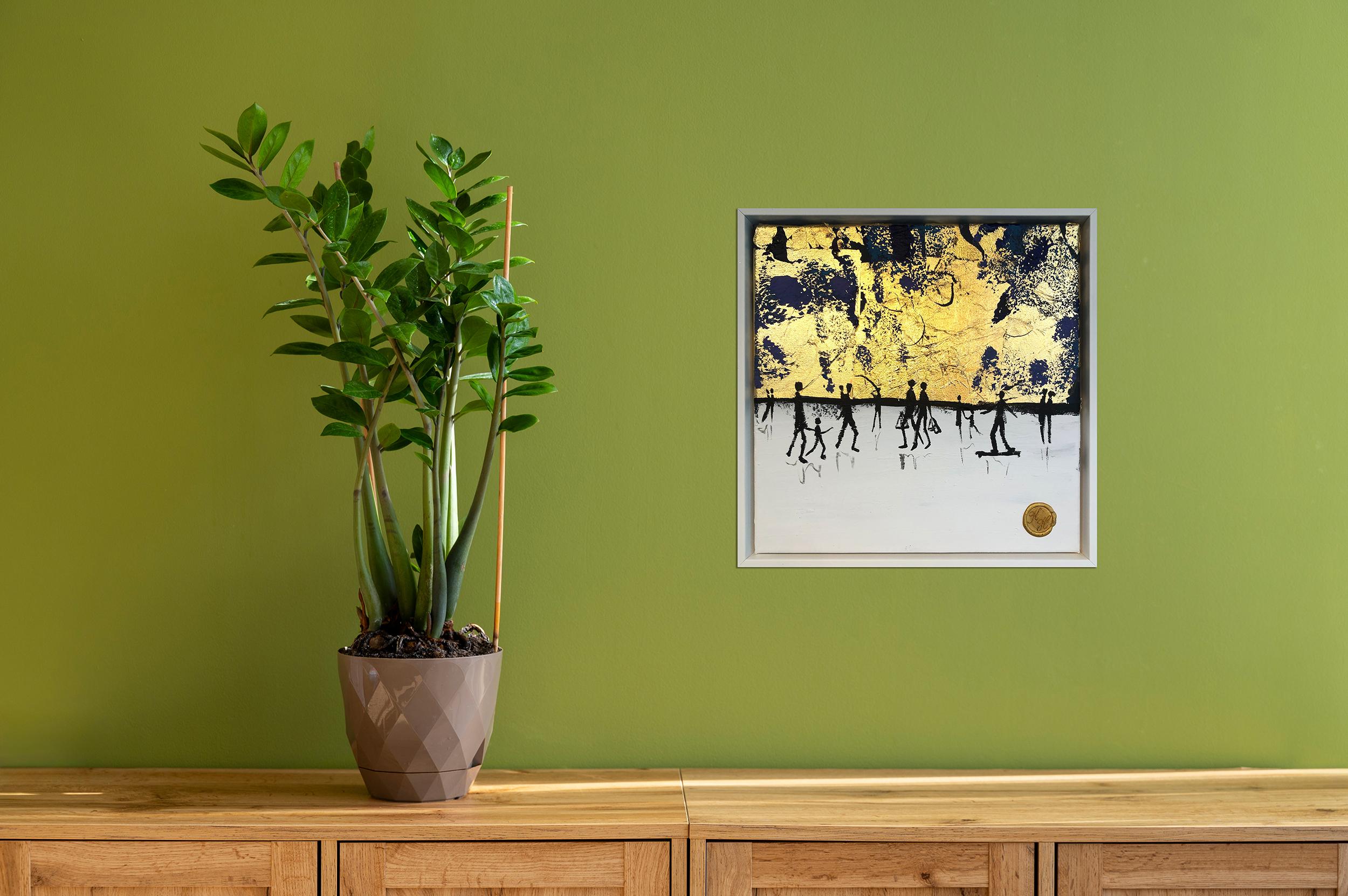 A Walk with You - Quadro di famiglia astratto contemporaneo a foglia d'oro in vendita 2