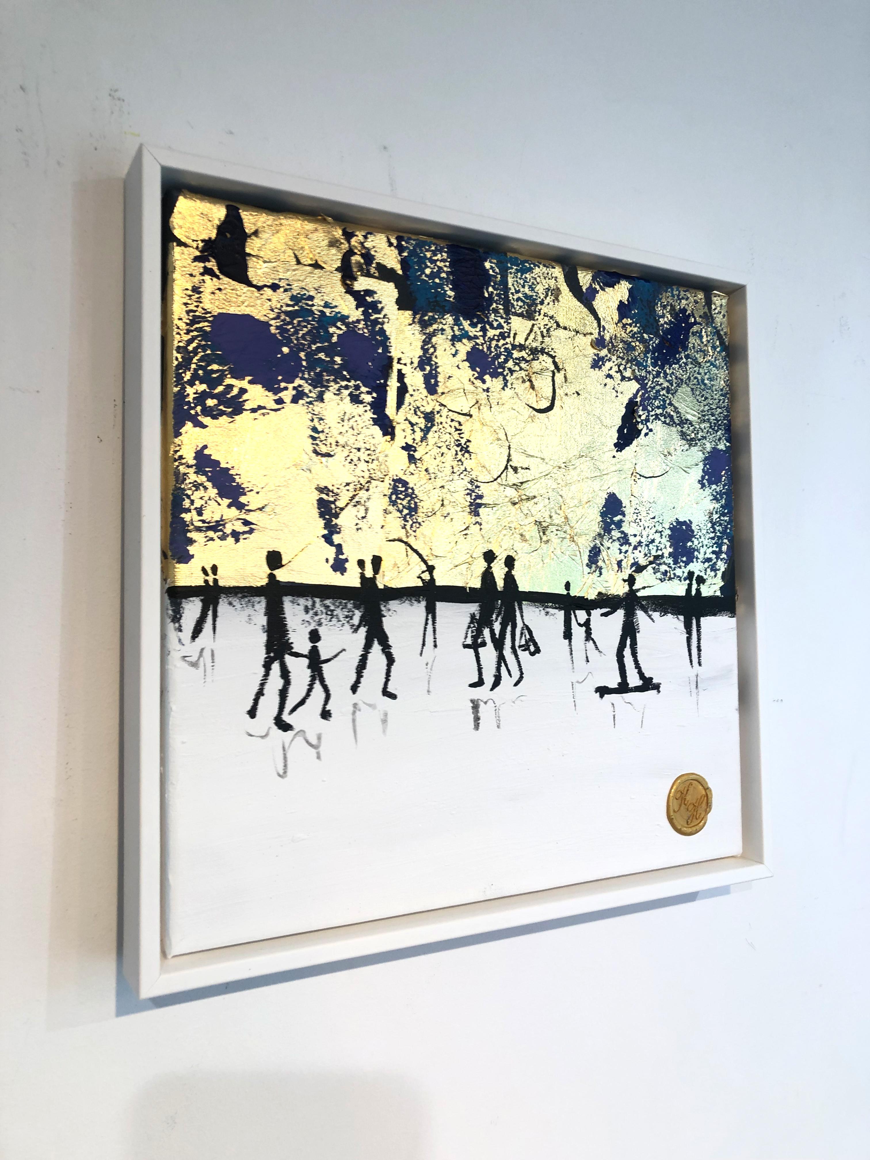 A Walk with You - Quadro di famiglia astratto contemporaneo a foglia d'oro in vendita 4