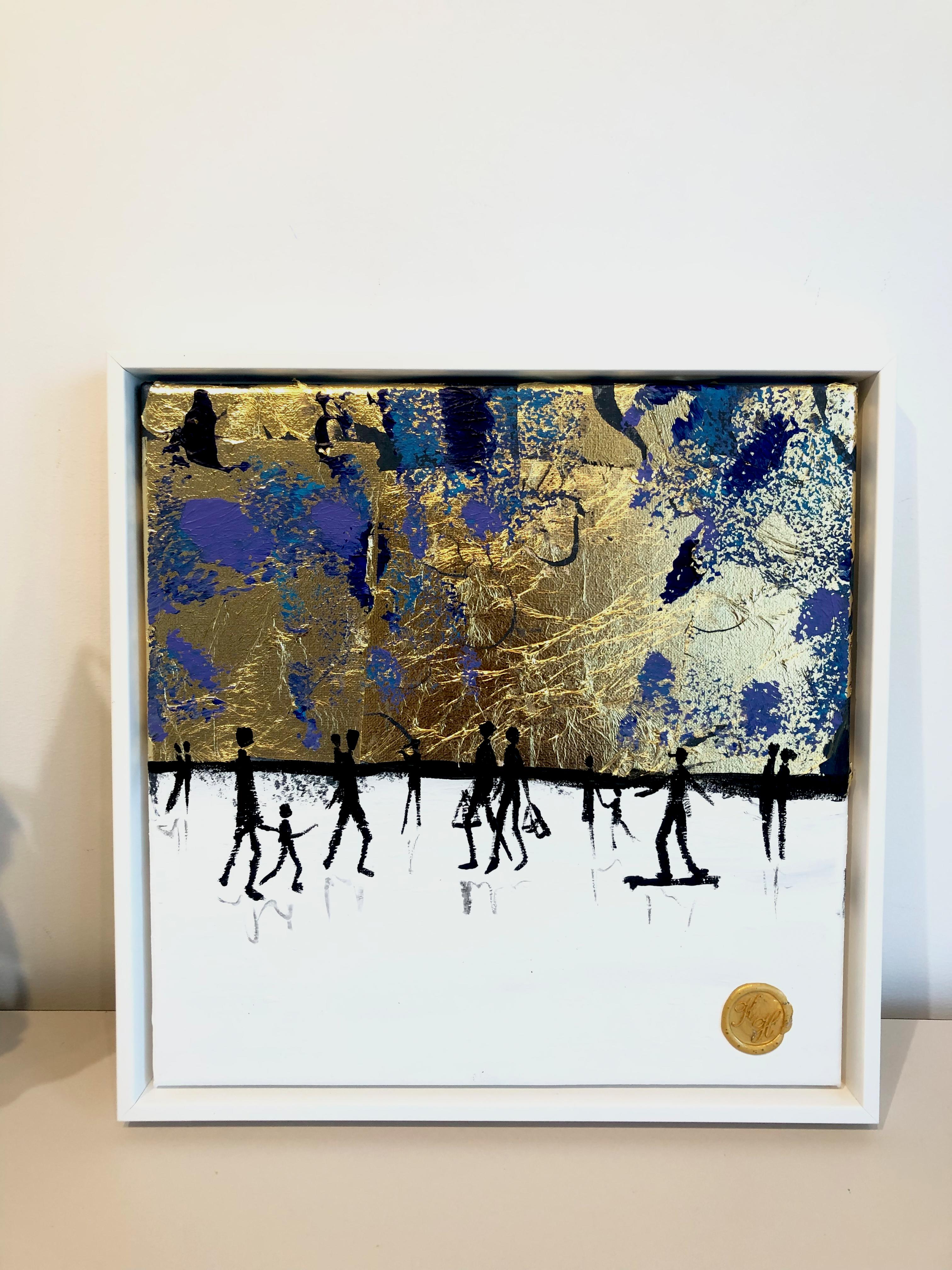 A Walk with You - Quadro di famiglia astratto contemporaneo a foglia d'oro in vendita 5