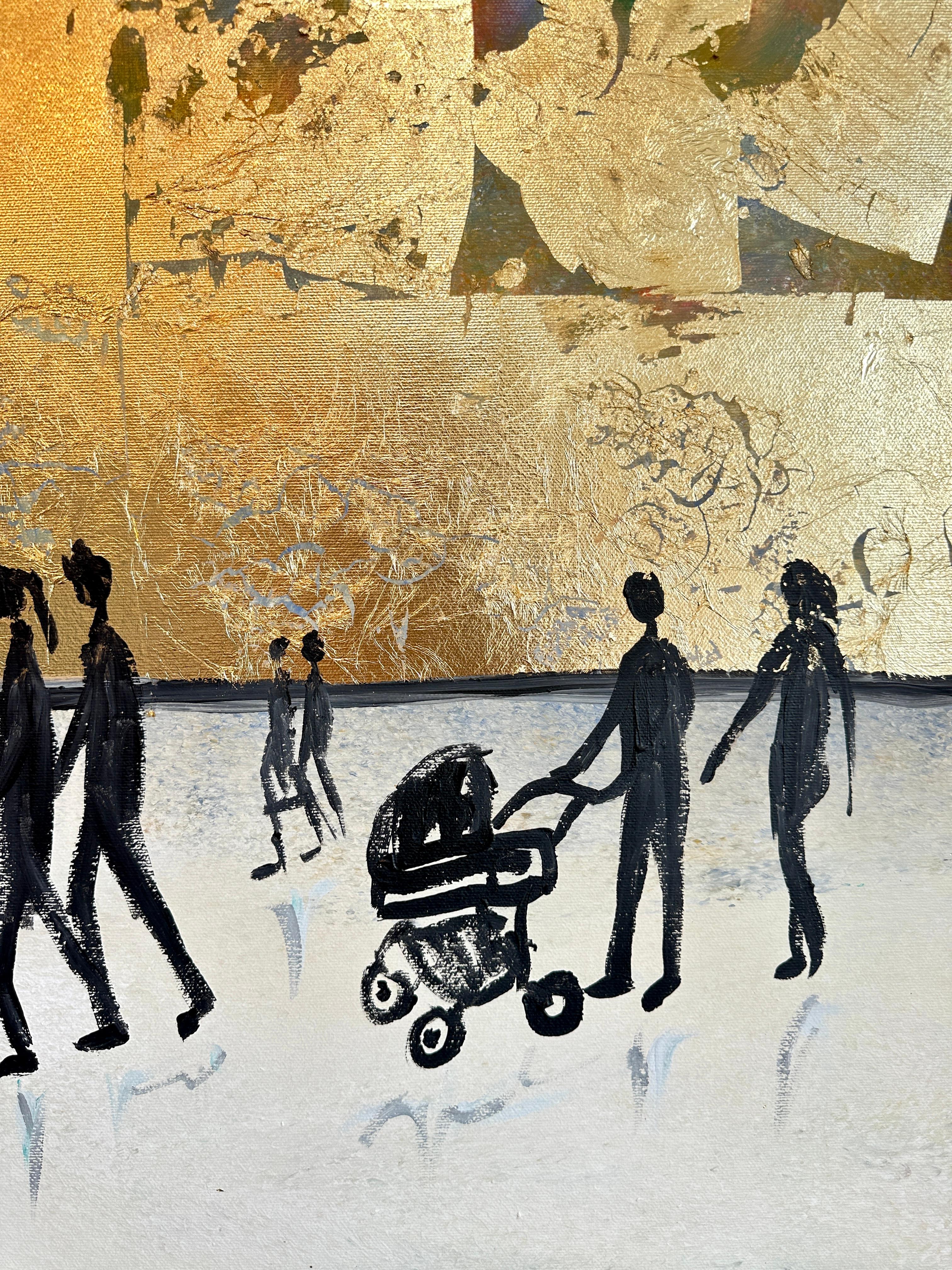 A Walk with You - Astratto contemporaneo con foglia d'oro  pittura in vendita 8