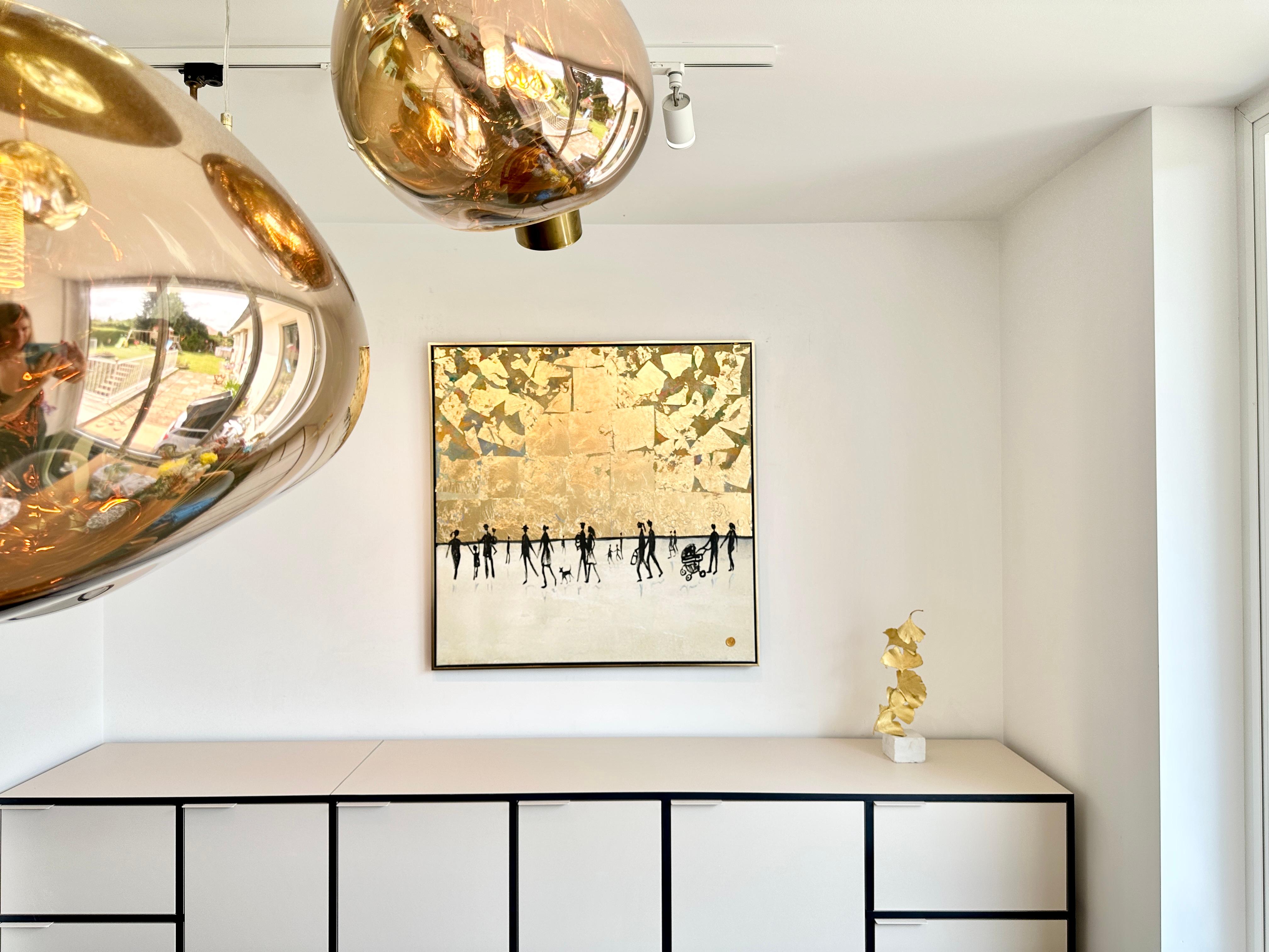 A Walk with You - Astratto contemporaneo con foglia d'oro  pittura in vendita 10
