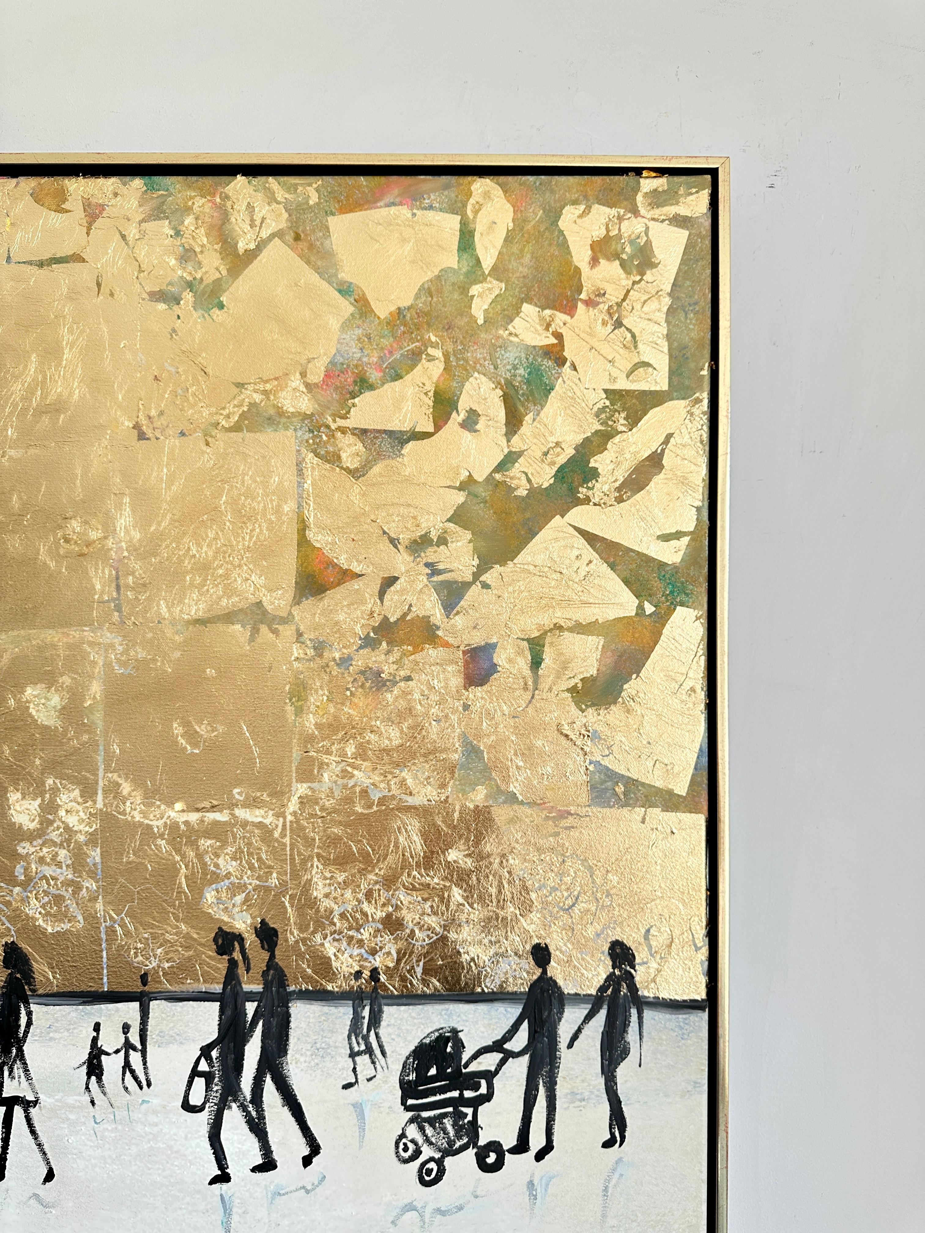 A Walk with You - Astratto contemporaneo con foglia d'oro  pittura in vendita 11