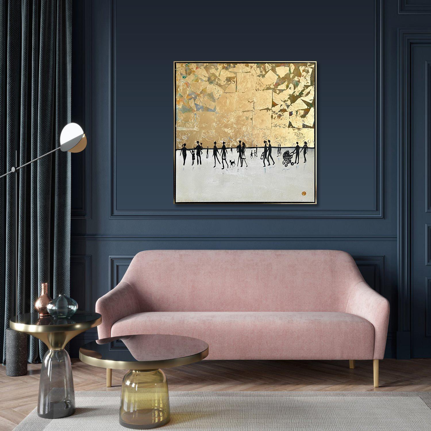 A Walk with You - Astratto contemporaneo con foglia d'oro  pittura in vendita 12