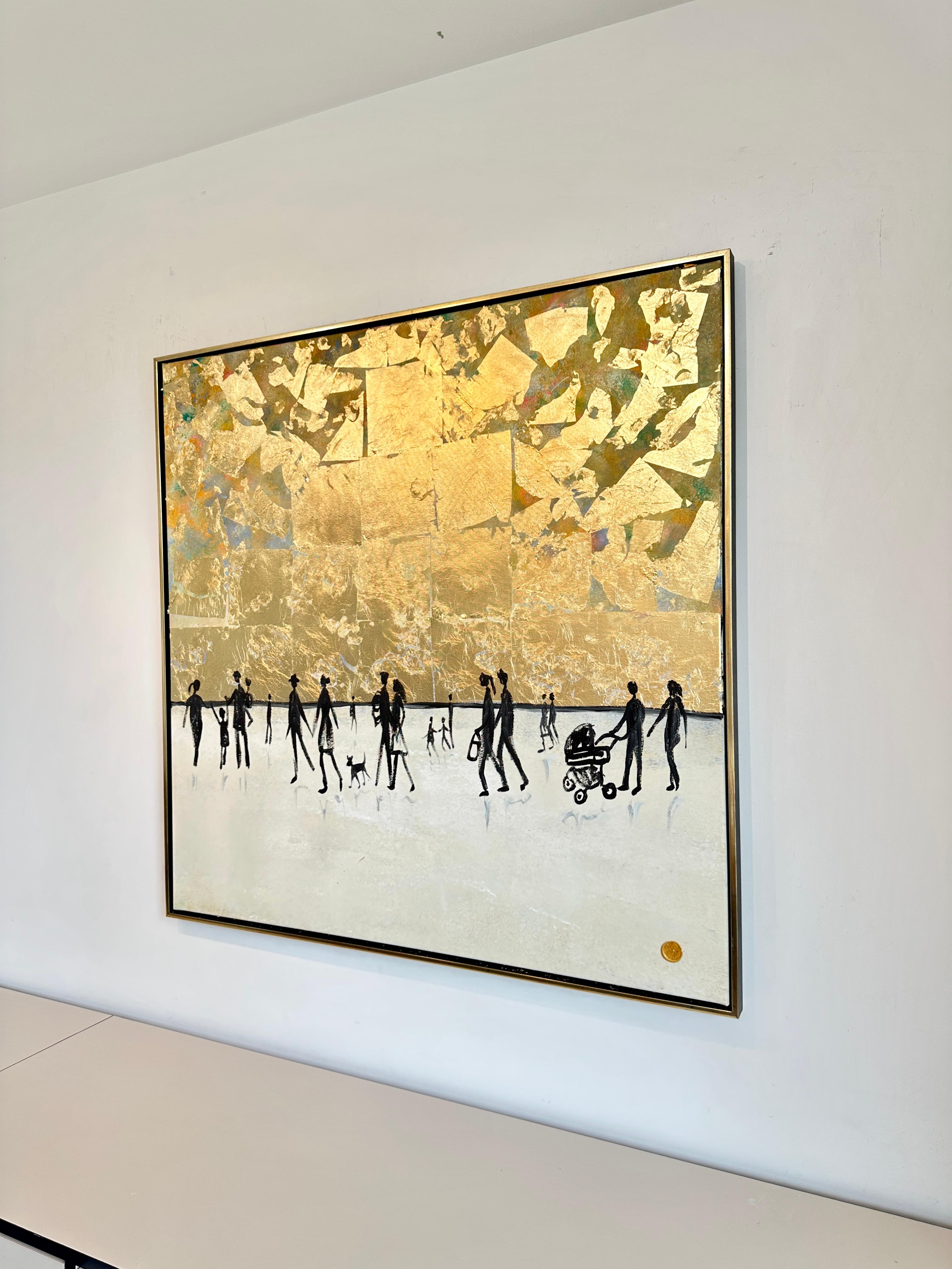 A Walk with You - Astratto contemporaneo con foglia d'oro  pittura in vendita 4