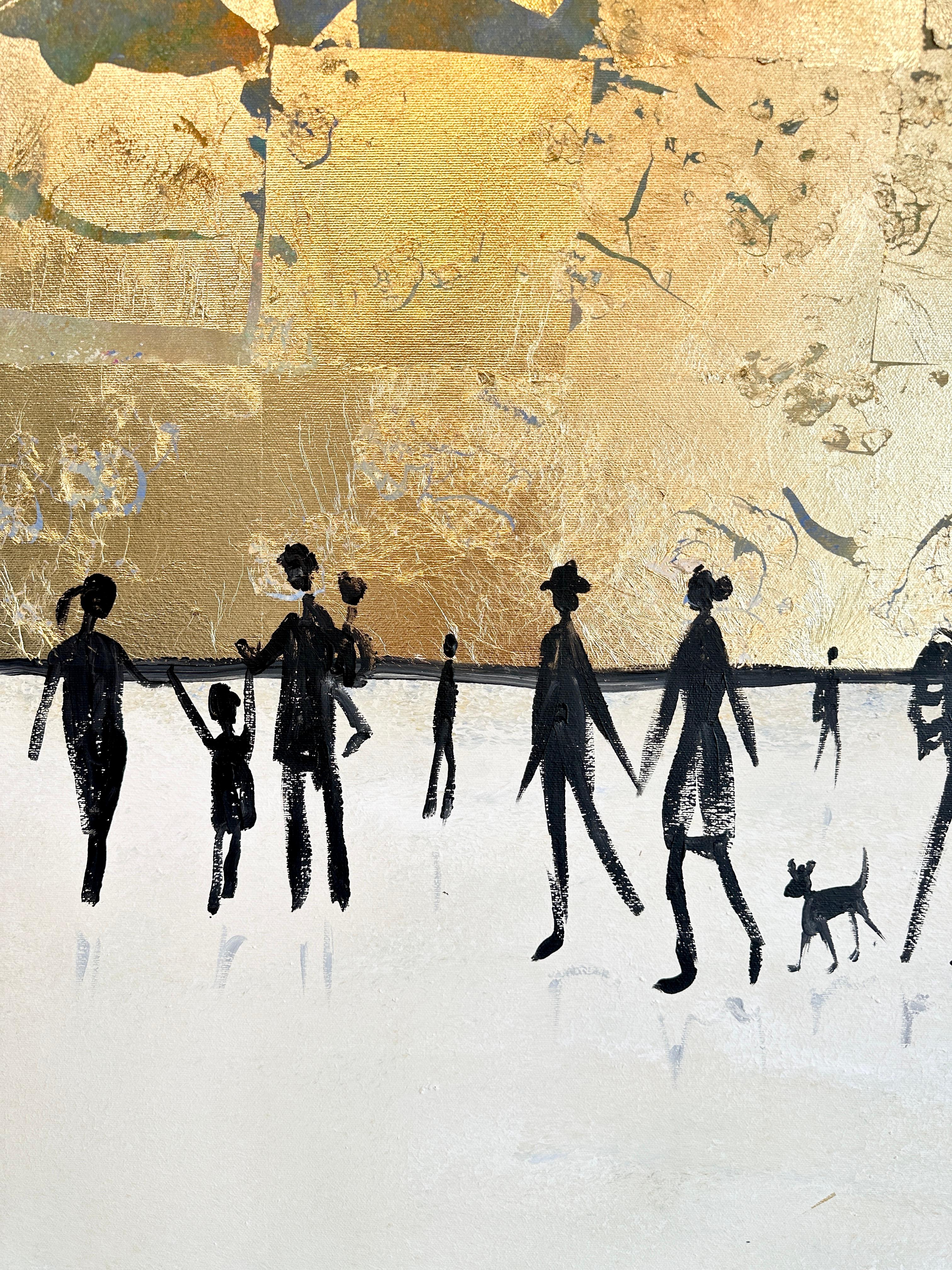 A Walk with You - Astratto contemporaneo con foglia d'oro  pittura in vendita 6