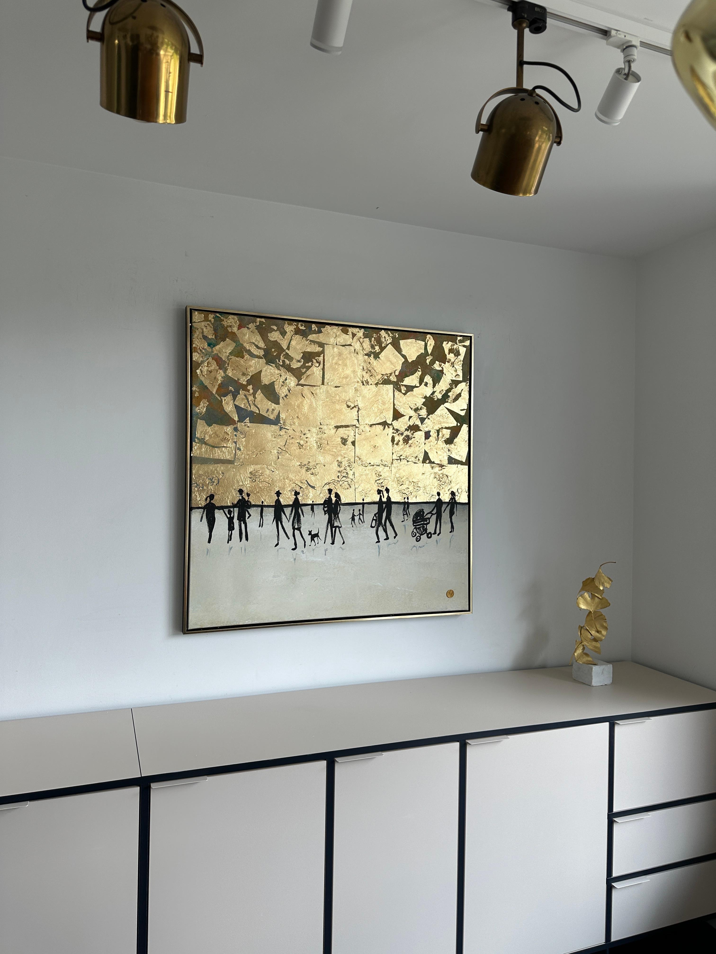 A Walk with You - Astratto contemporaneo con foglia d'oro  pittura in vendita 7