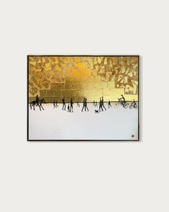 Sempre con te, fino alla fine del tempo - Quadro astratto contemporaneo a foglia d'oro