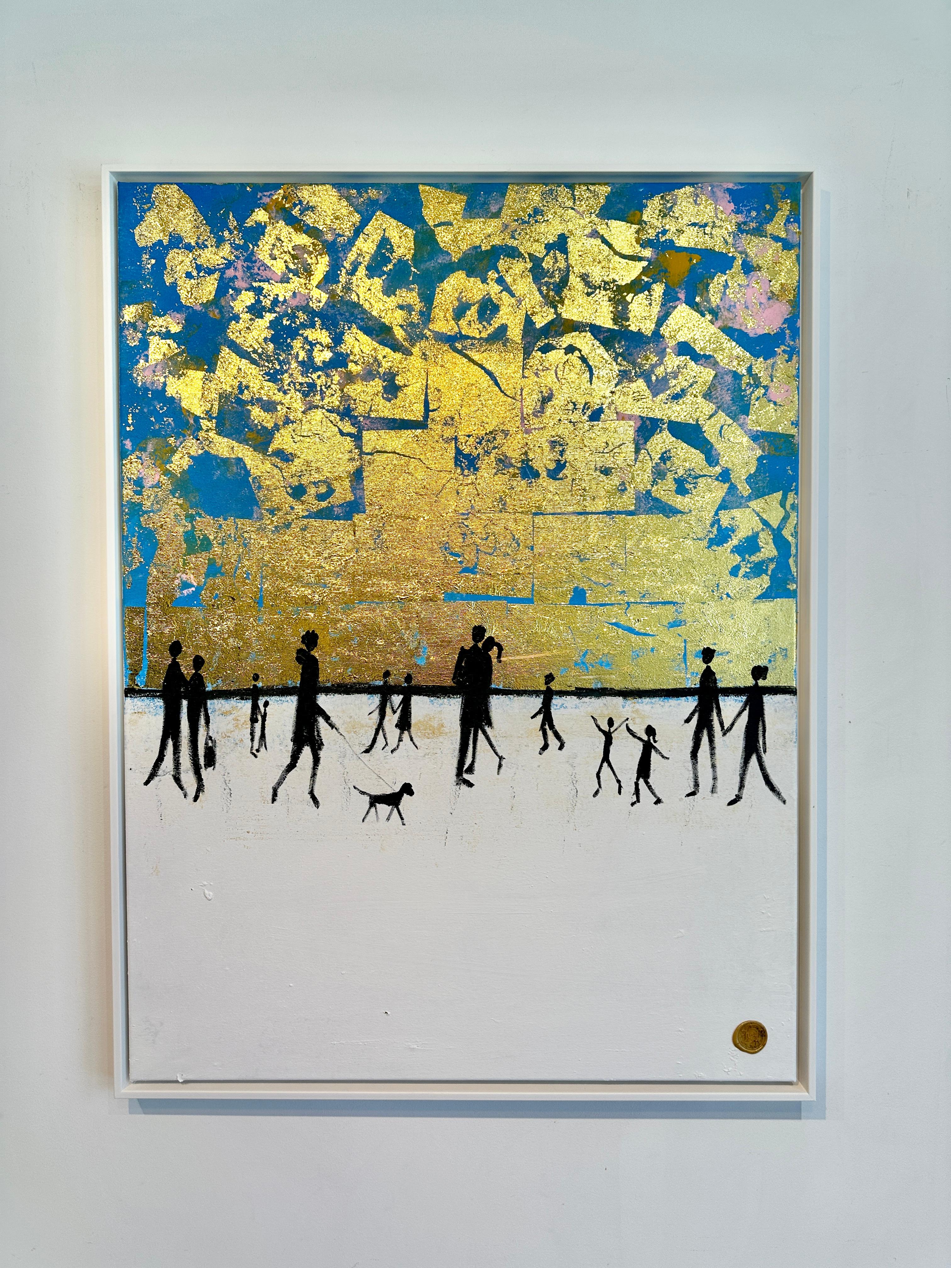 Believe in us Gold Leaf Contemporary abstract family painting - Painting by Katharina Hormel