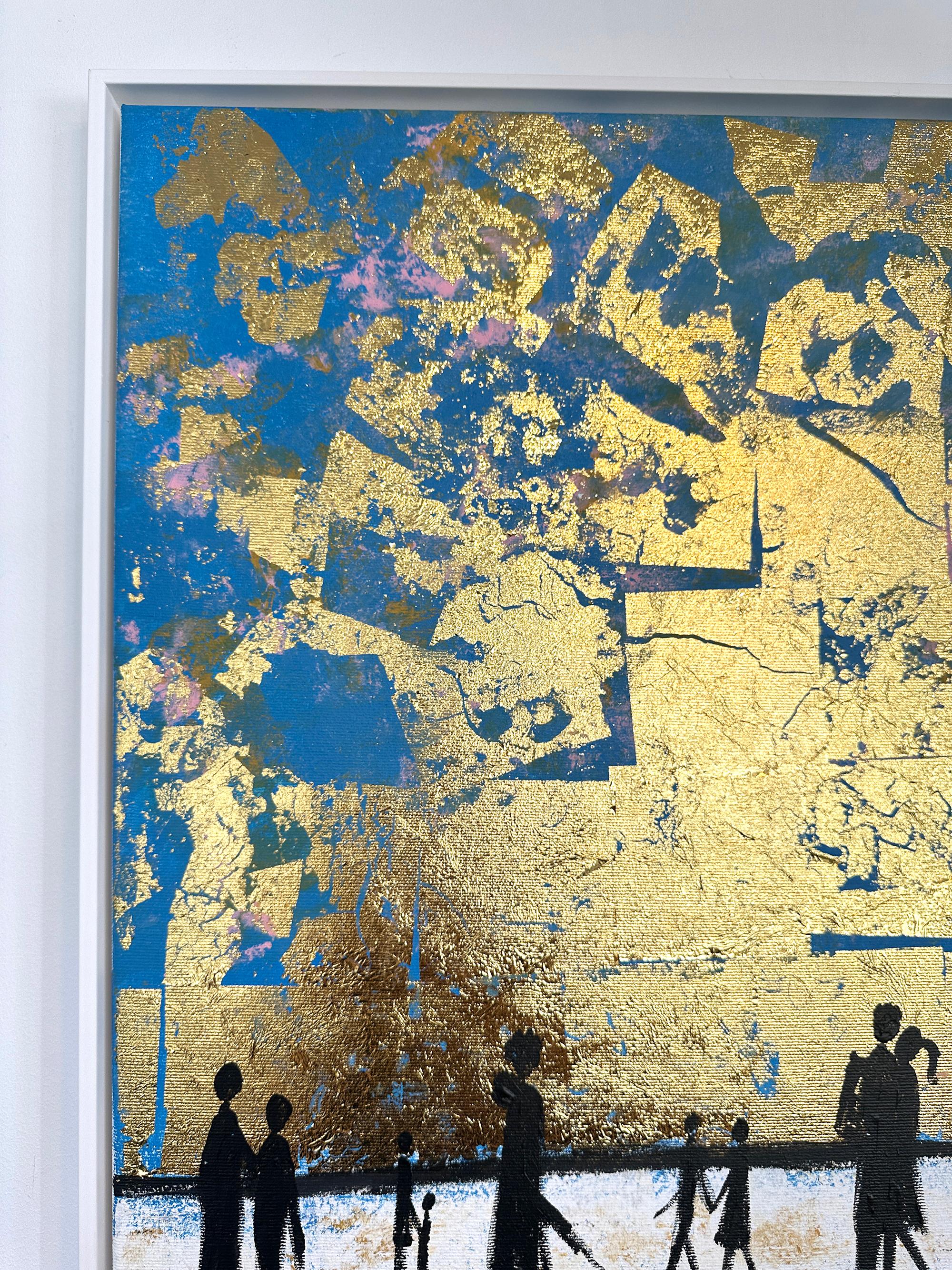 Believe in us Gold Leaf Contemporary abstract family painting For Sale 2