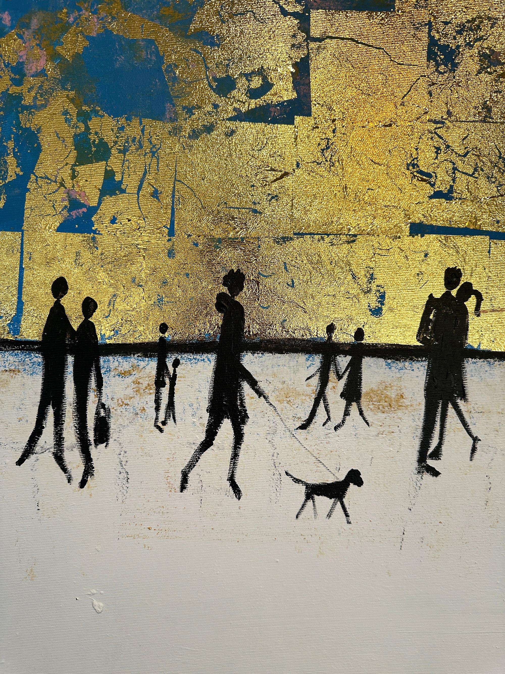 Believe in us Gold Leaf Contemporary abstract family painting For Sale 3
