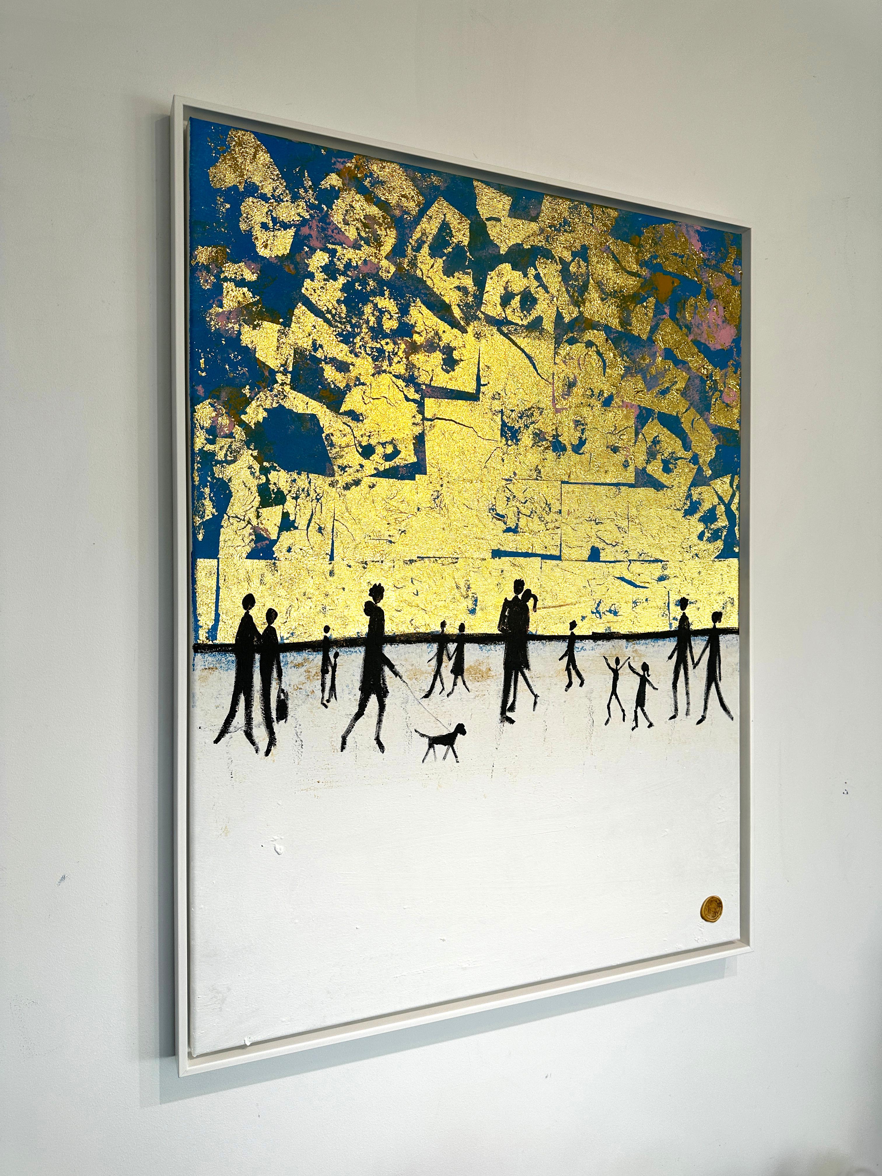 Believe in us Gold Leaf Contemporary abstract family painting For Sale 6