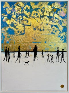 Believe in us Gold Leaf Contemporary abstract family painting