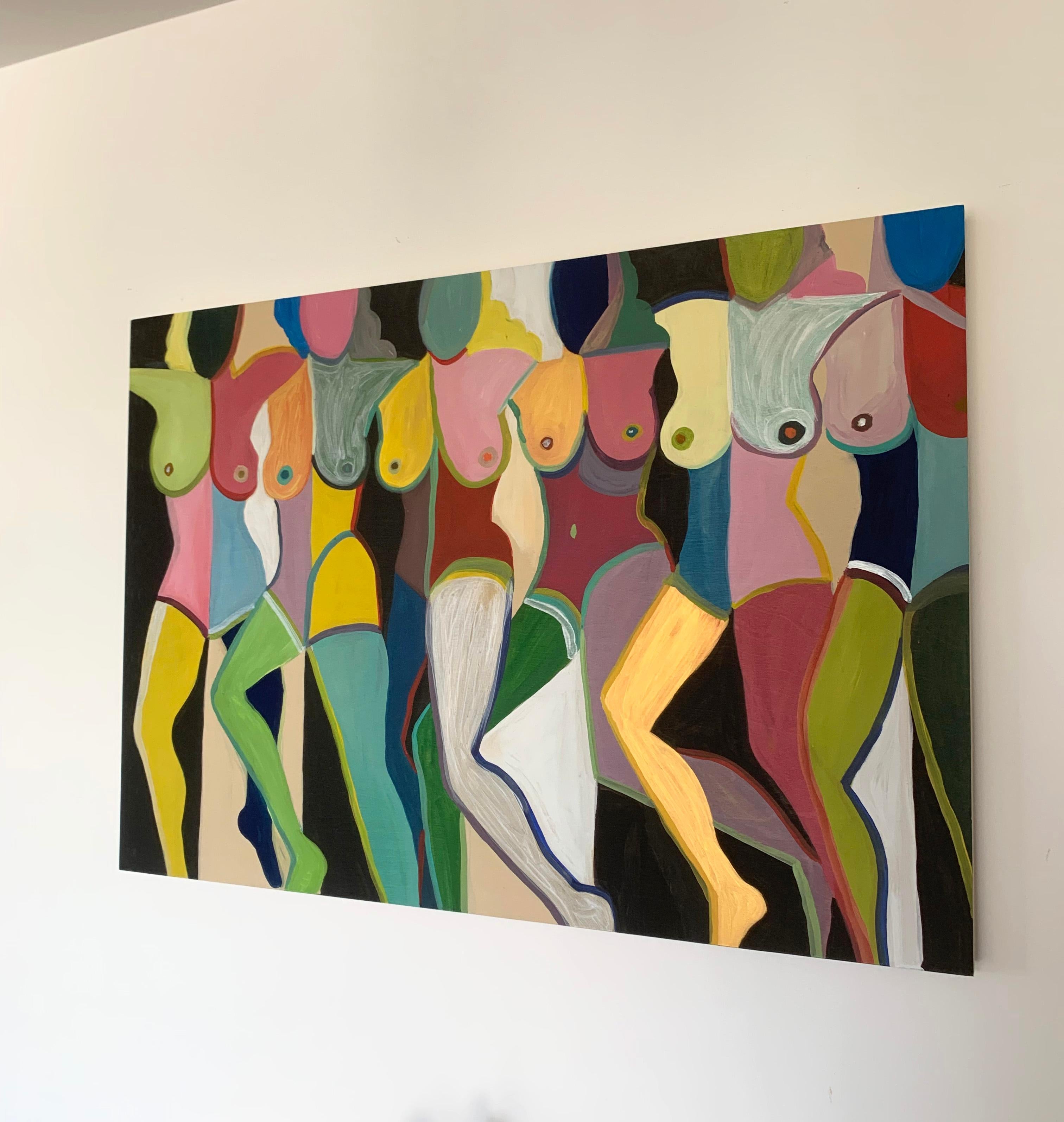 Burlesque Joy by Katharina Hormel - Nude Contemporary abstract colorful painting For Sale 1