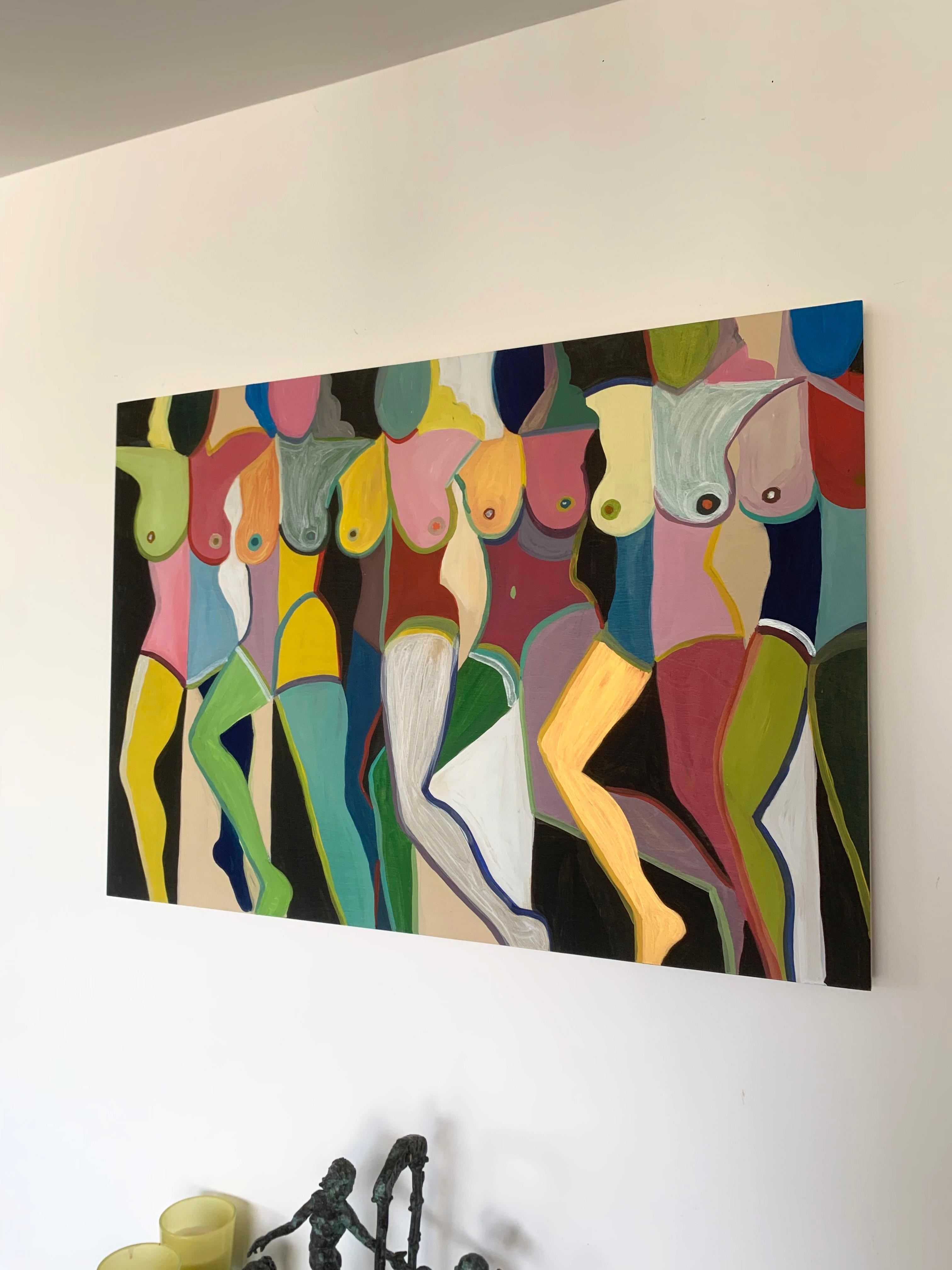 Burlesque Joy by Katharina Hormel - Nude Contemporary abstract colorful painting For Sale 4