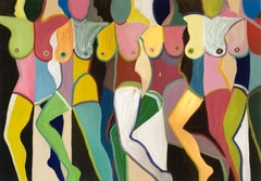 Burlesque Joy von Katharina Hormel - Nudefarbenes zeitgenössisches abstraktes farbenfrohes Gemälde