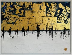 Come outside with me Gold Leaf Contemporary abstract family painting