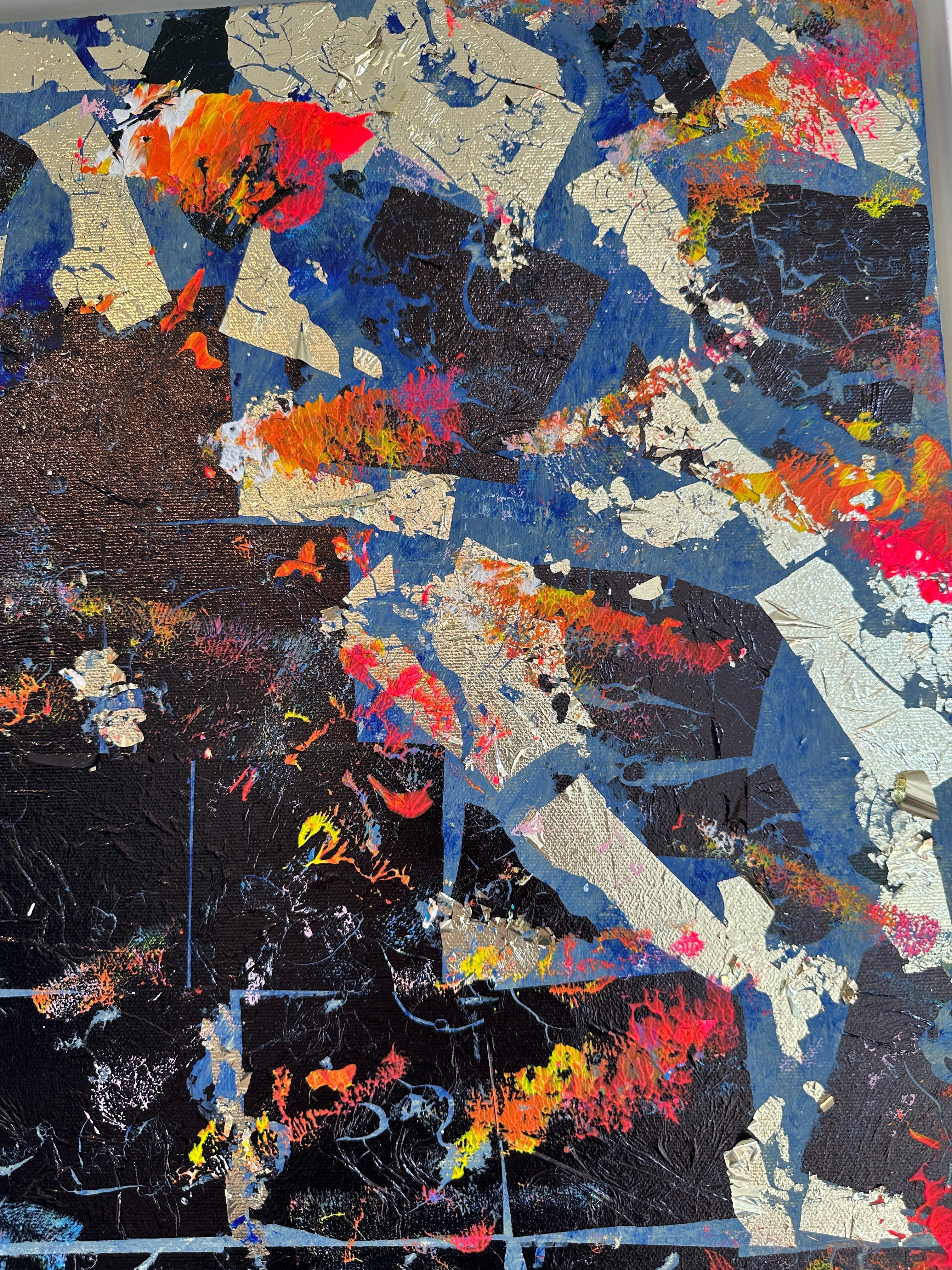 Crazy little Thing called Love - Gold Leaf Contemporary abstract family painting For Sale 8