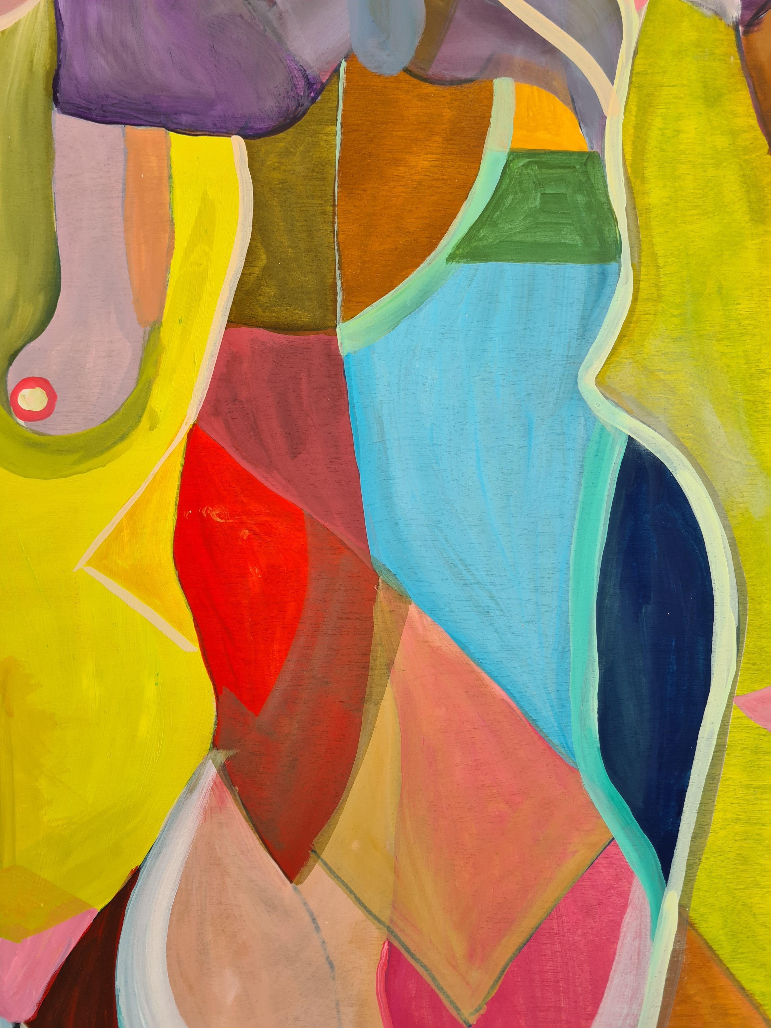Dancing by K. Hormel - Nude Contemporary abstract colorful painting For Sale 10
