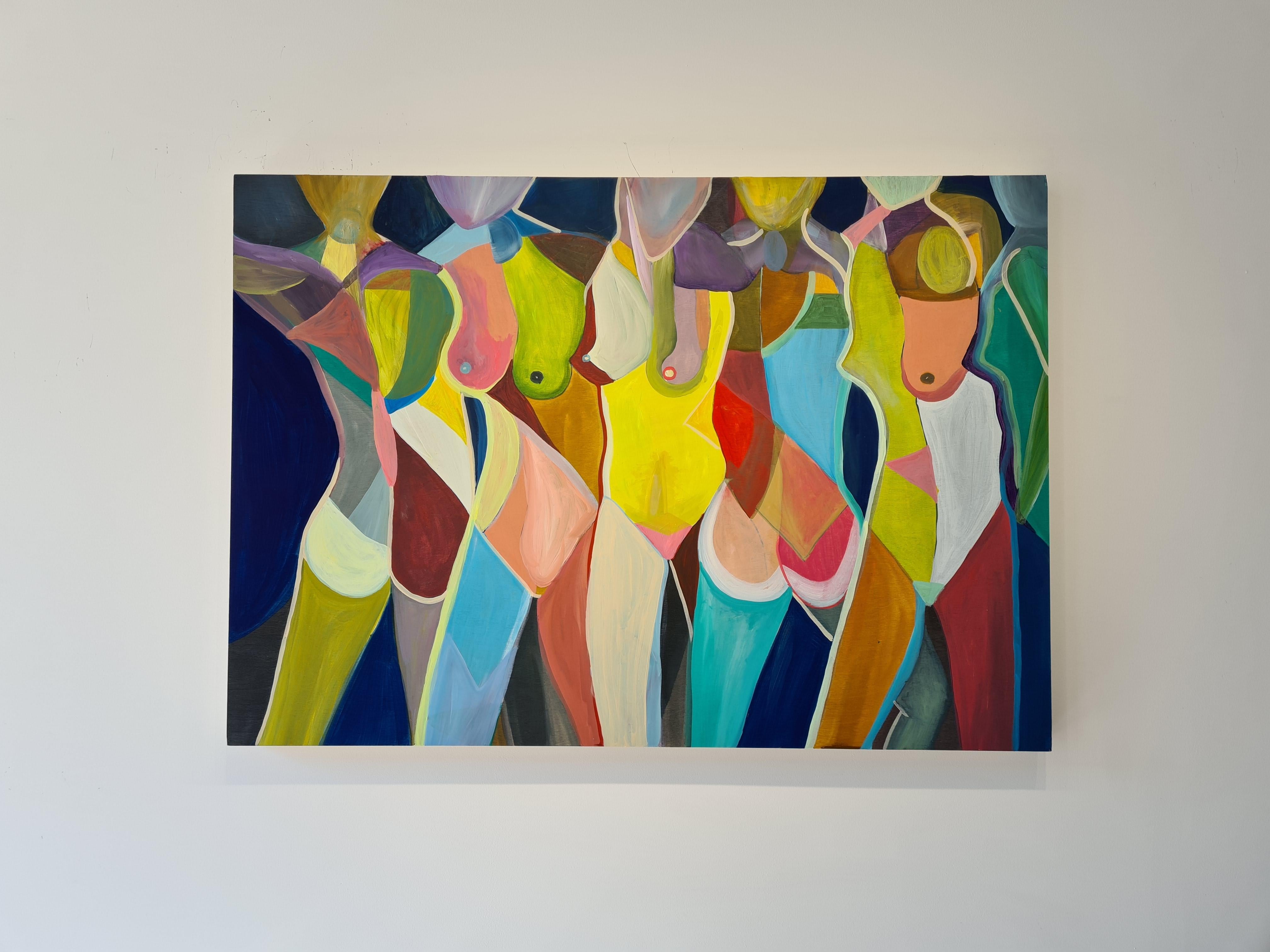 Dancing by K. Hormel - Nude Contemporary abstract colorful painting For Sale 12