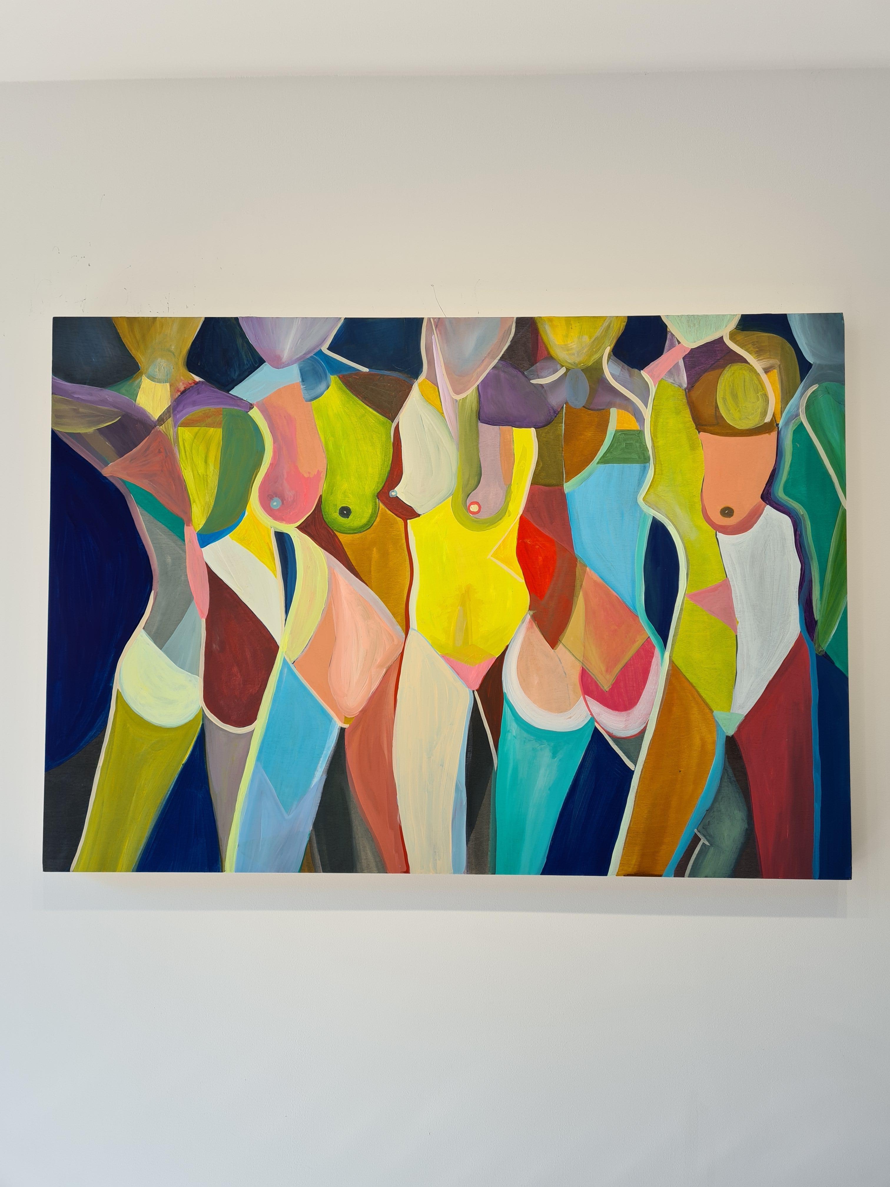 Dancing by K. Hormel - Nude Contemporary abstract colorful painting For Sale 5