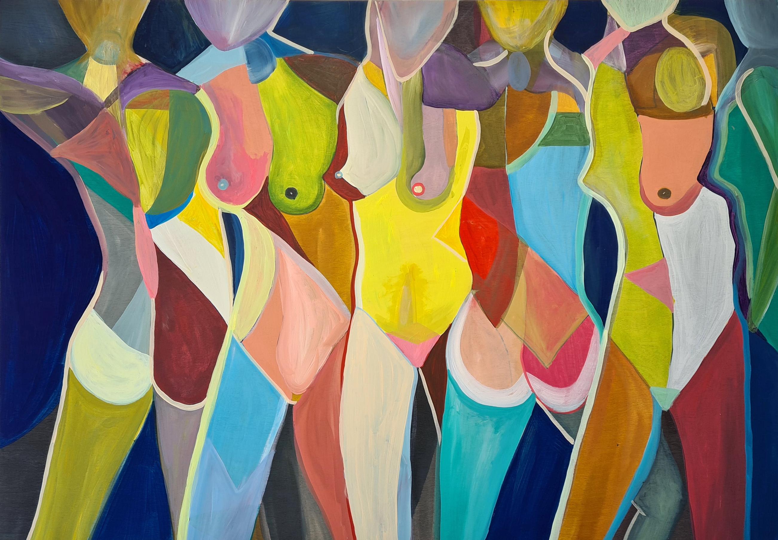 Dancing by K. Hormel - Nude Contemporary abstract colorful painting - Painting by Katharina Hormel