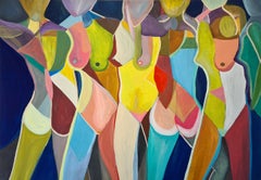 La danse de K. Hormel - Peinture abstraite contemporaine colorée couleur chair