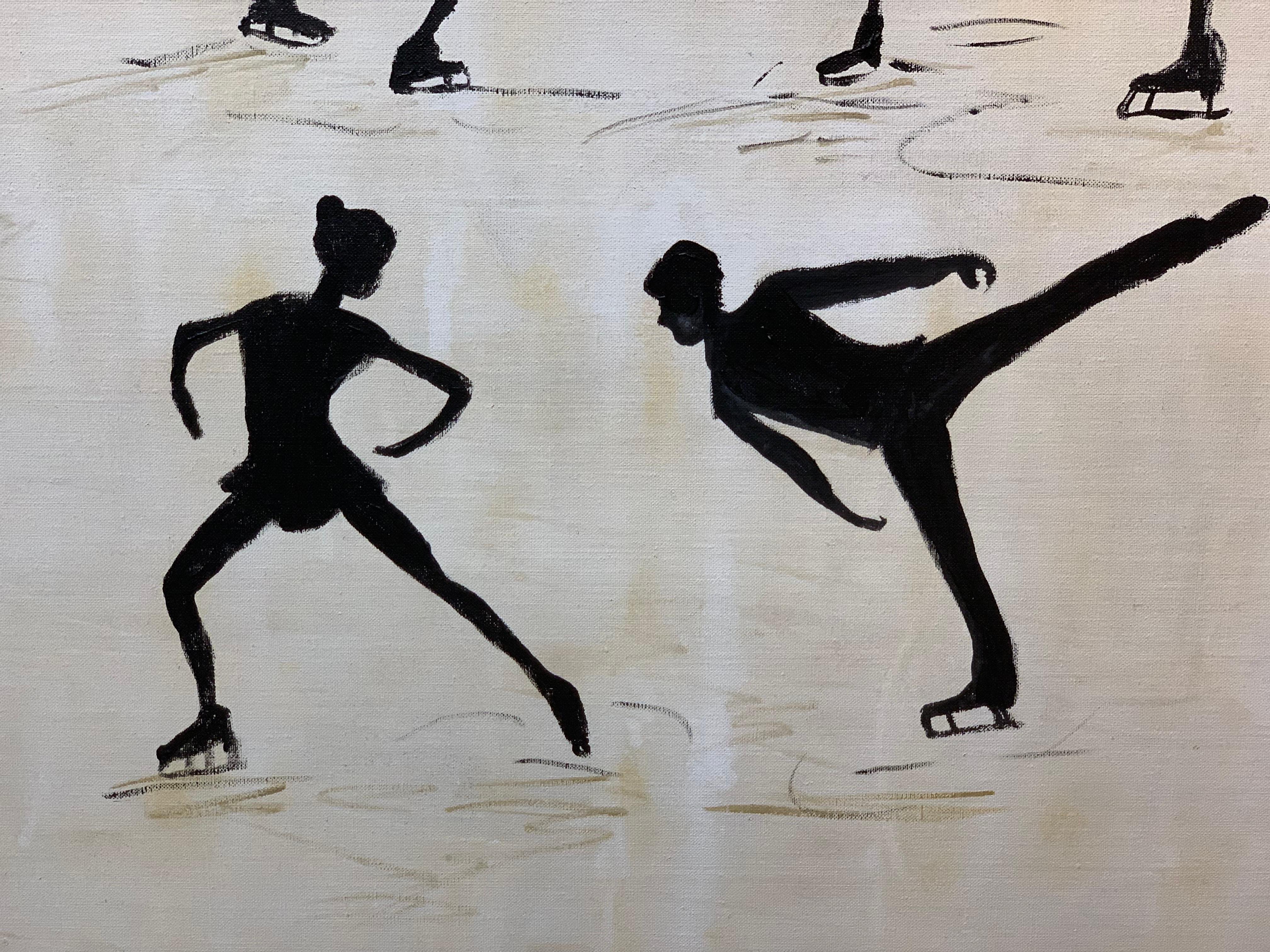 Dancing on Ice von K. Hormel - Gold Zeitgenössisches abstraktes Ölgemälde im Angebot 5