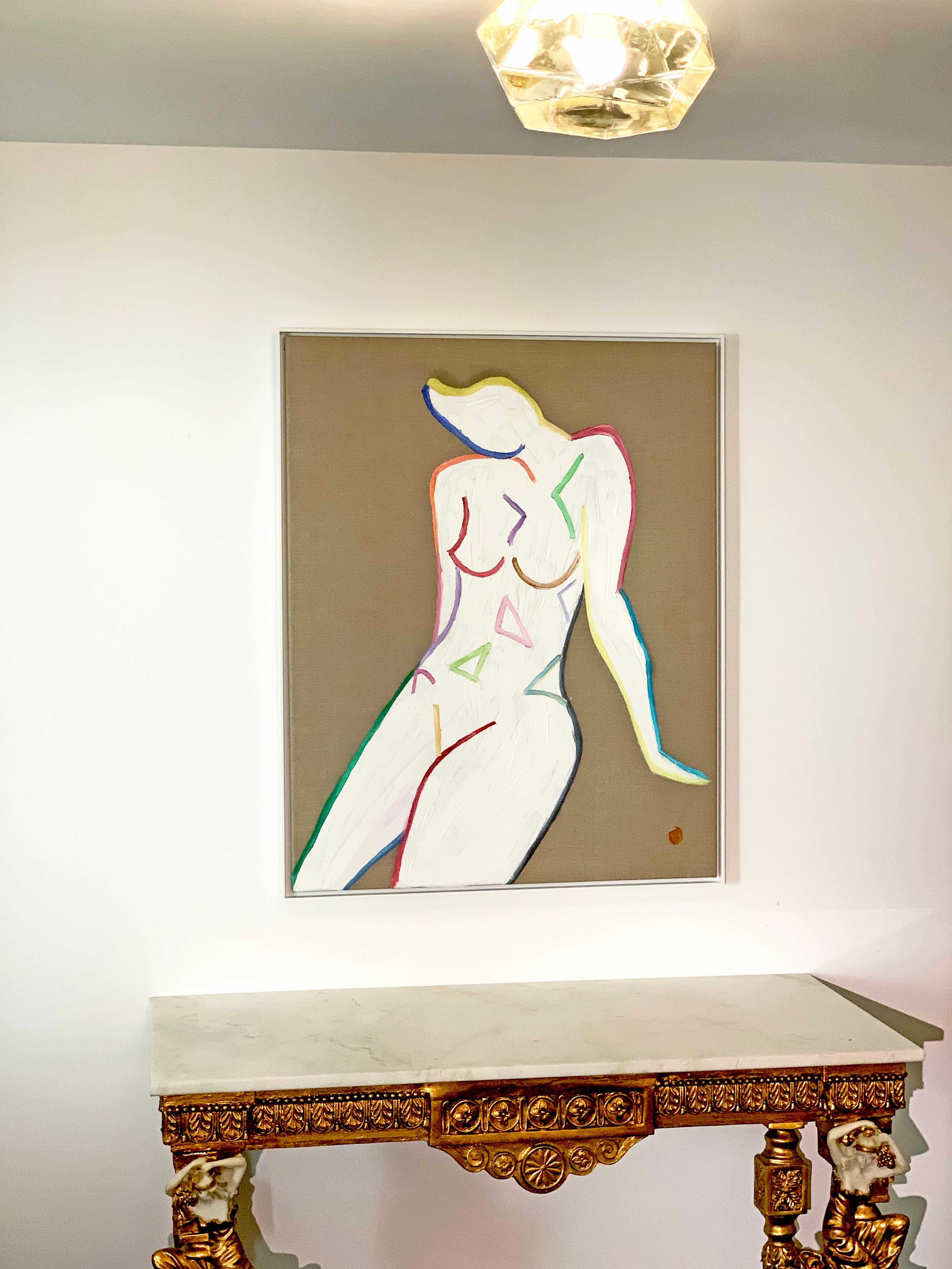 Soñar despierto by K. Hormel - Desnudo Óleo abstracto contemporáneo - Abstract Painting Marrón de Katharina Hormel